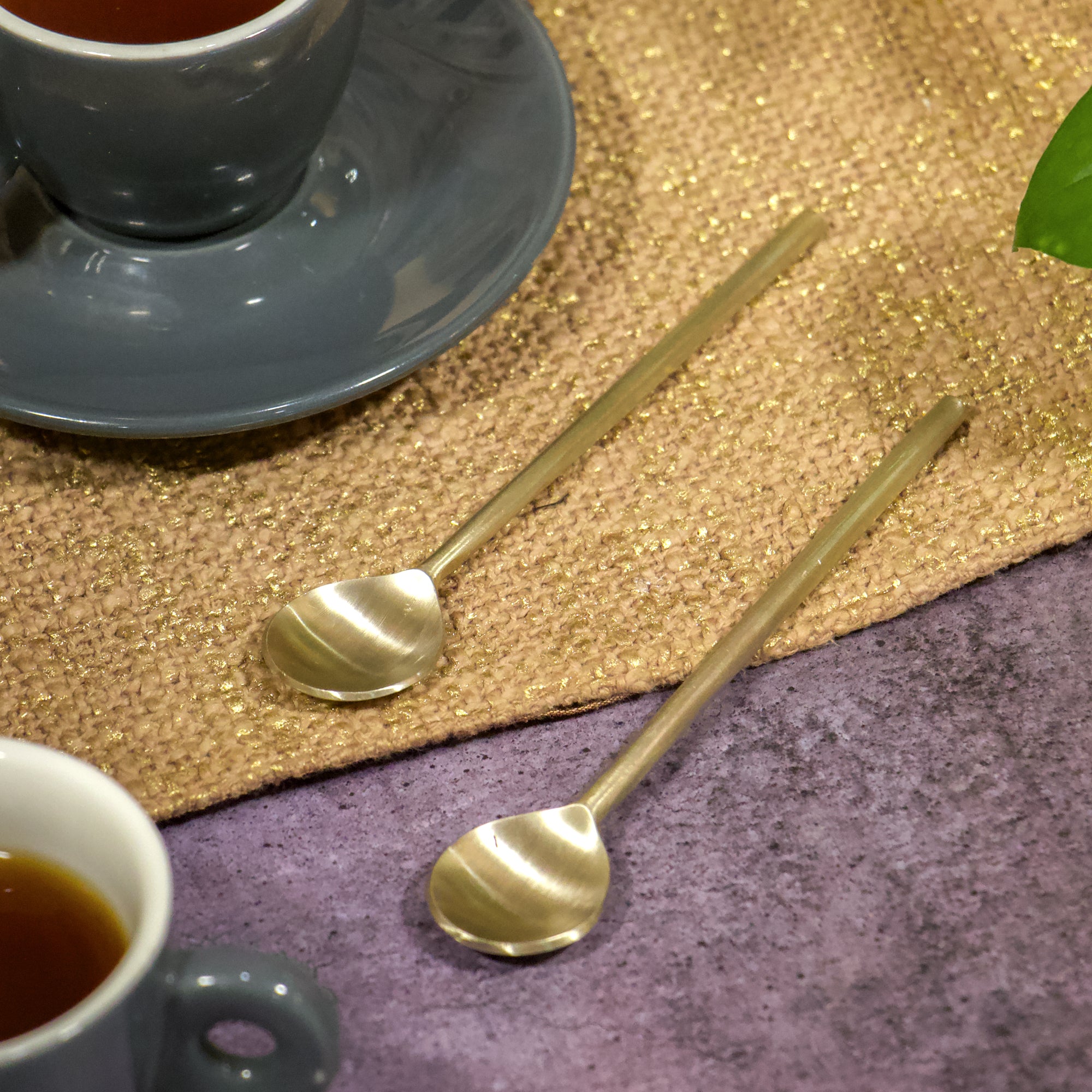 Handcrafted Brass Coffee & Tea Spoons - Gold Matt Finish