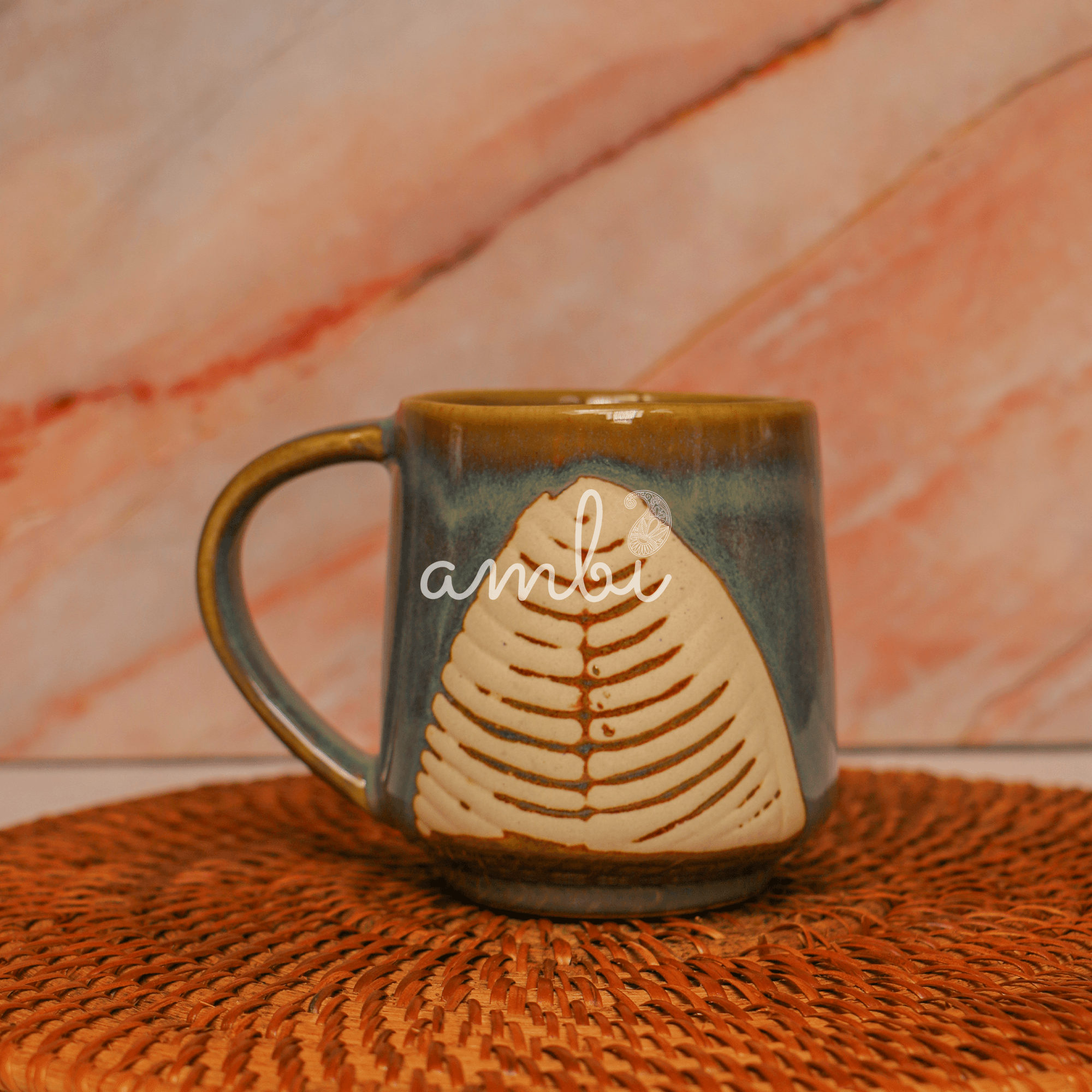 Leaf Style Coffee Mug Large 300 ml | Set of 2