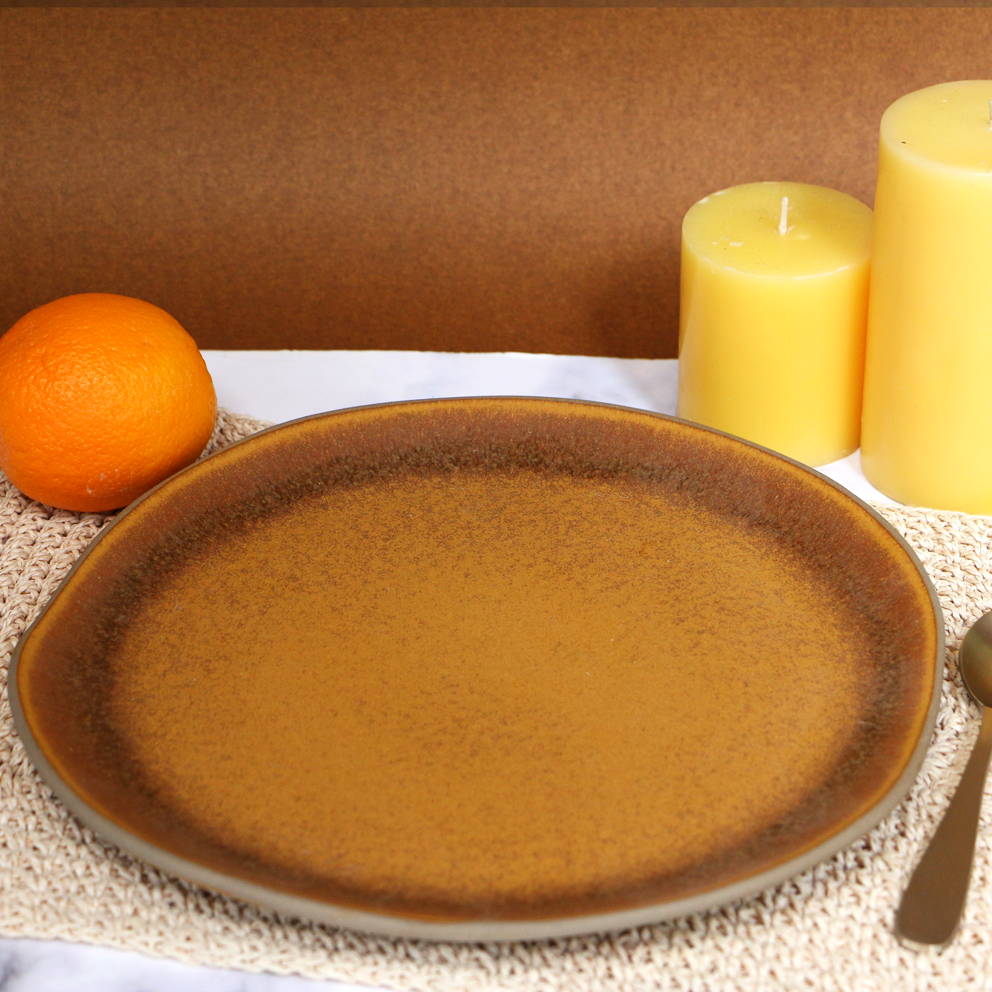 Ambi Handmade Stoneware Earthy Glazed Large Dinner Plate 12 inch