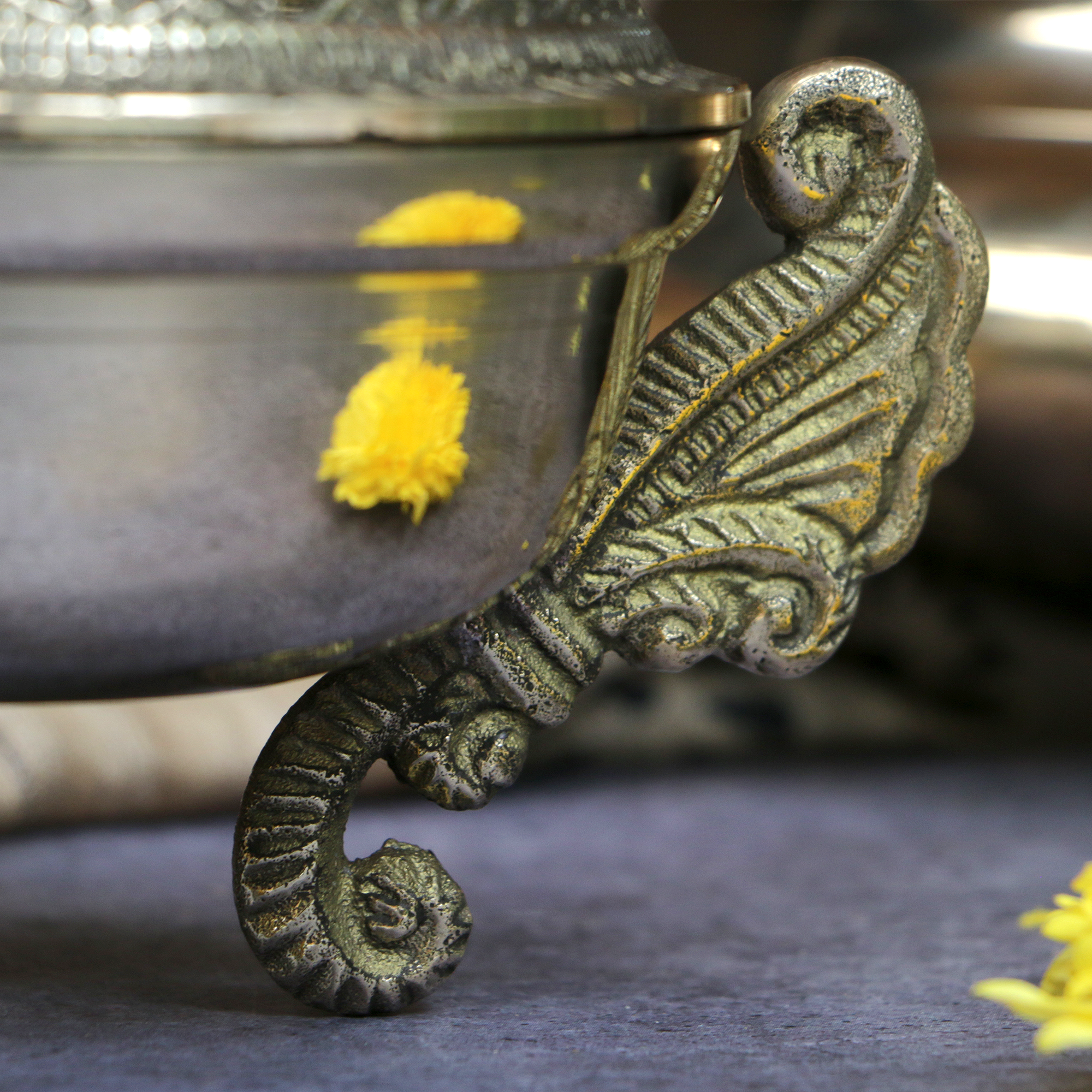 3 Legged Peacock Top Pure Brass Dhuni Loban Sambrani Incense Burner