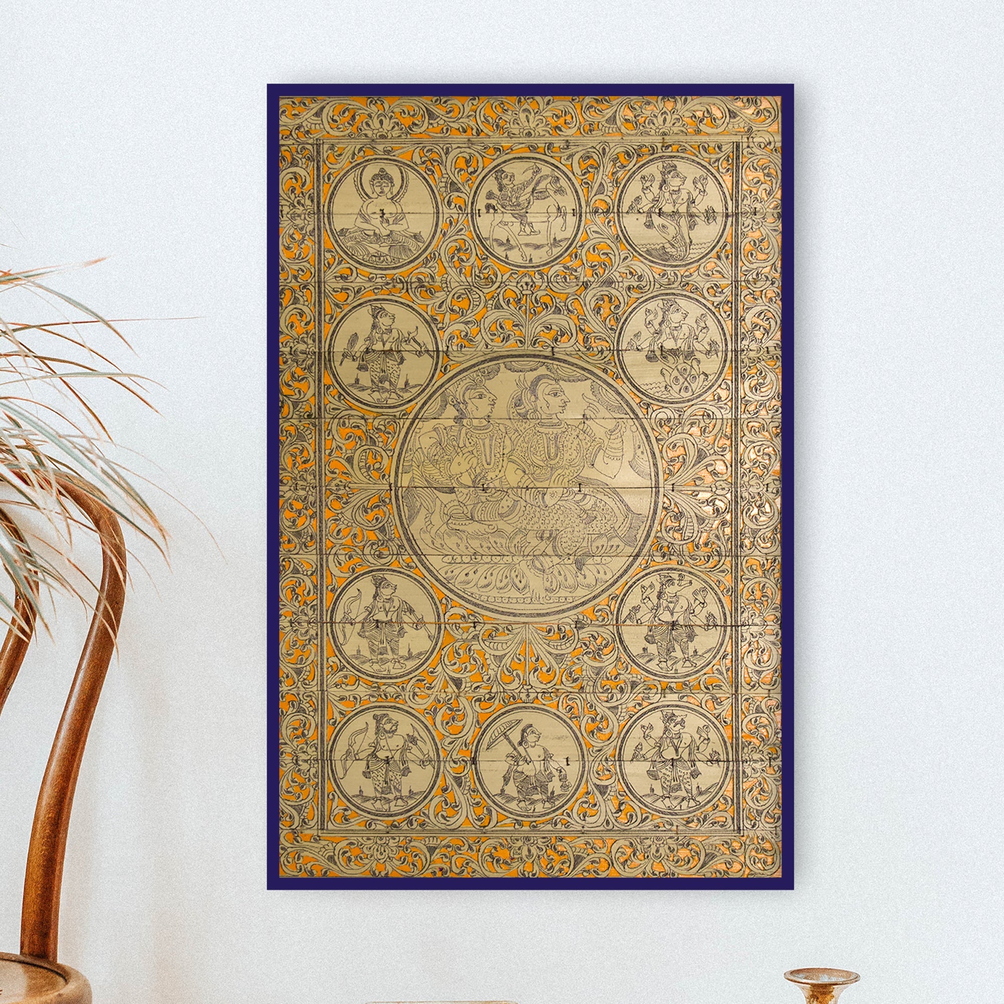 2026 Matte Pattachitra Radhakrishna Dashabatara Palm Leaf Engraving Painting