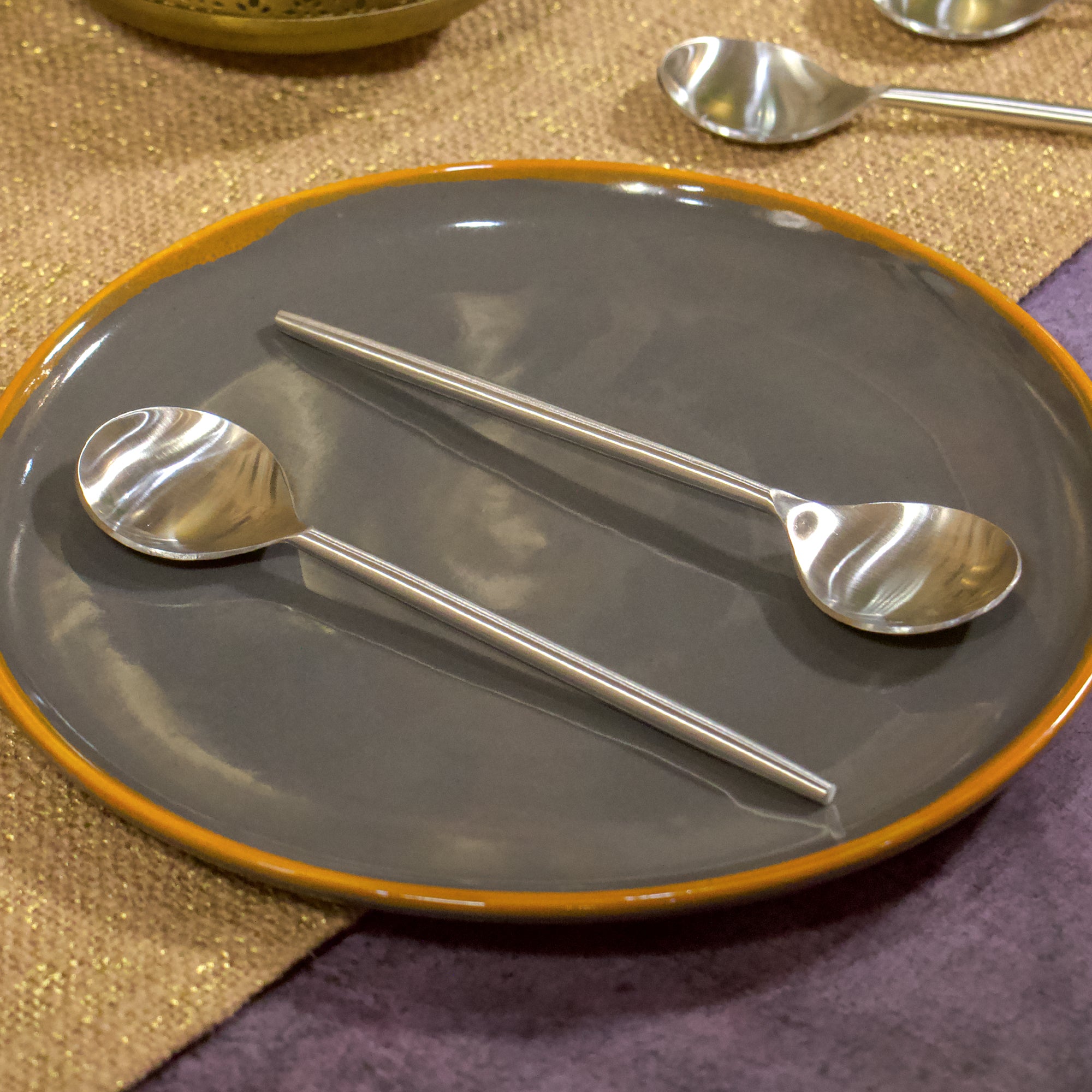 Handcrafted Steel Soup Spoons - Matt Finish