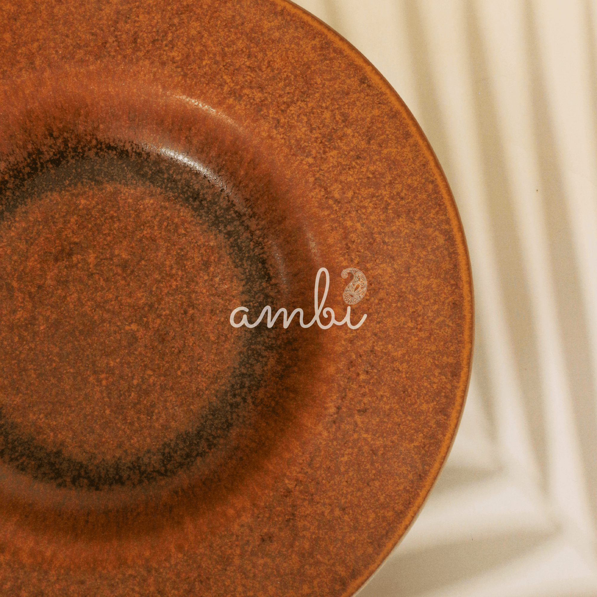 Ambi Stoneware Textured Earthy Brown Pasta Platter 10 inch