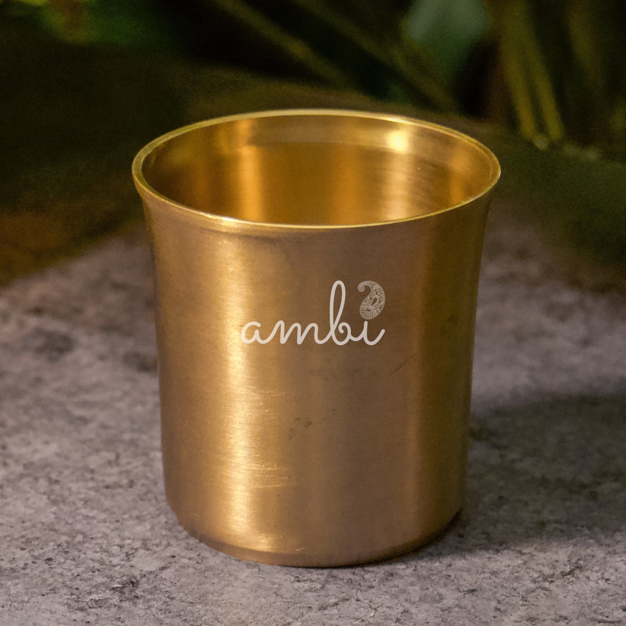 AMBI Pure 100% Lead Free Kansa (Bronze) Water Glass Curved Rim - 300 ML