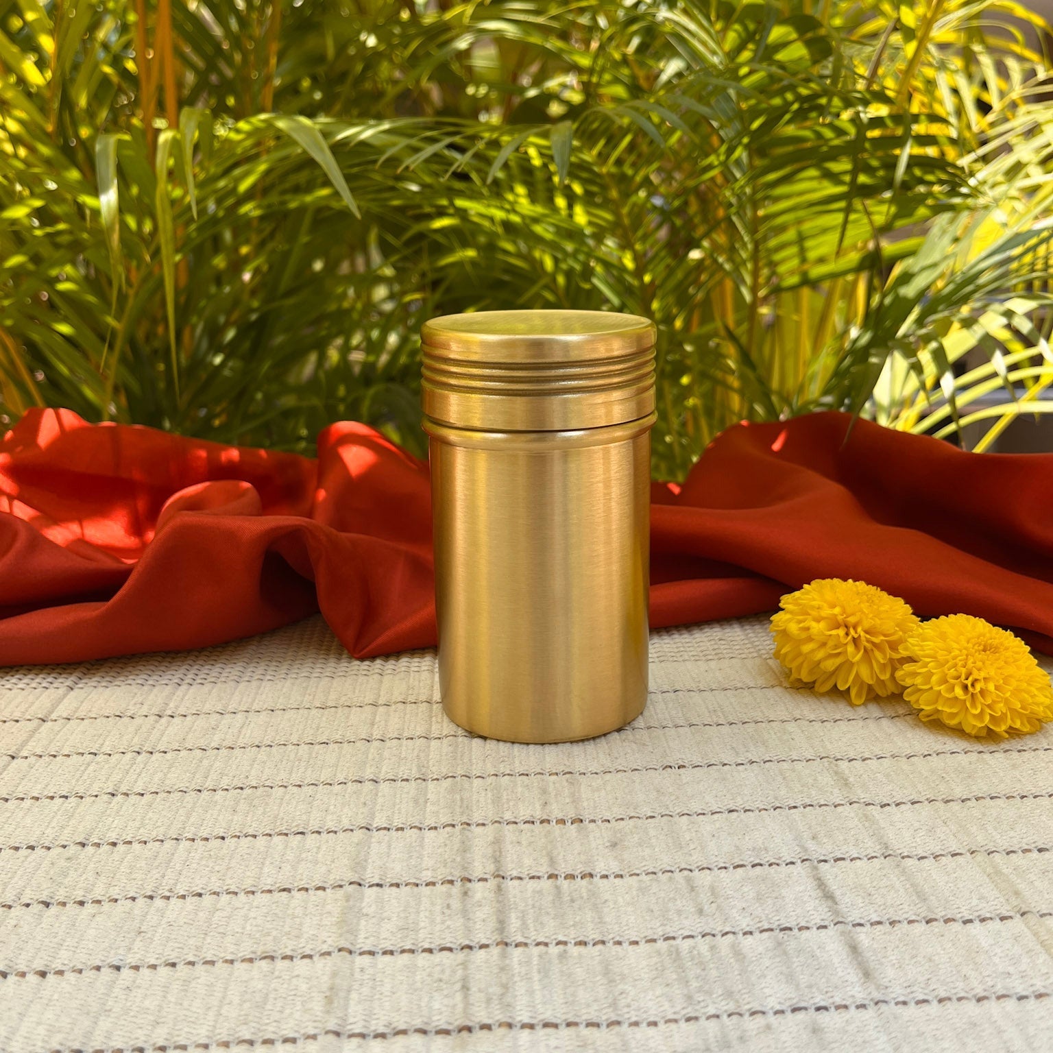 Pure Brass Storage Nut / Spice / Trinket Box Elegant Simple Plain Elegant Top Lid - 4.5 Inches
