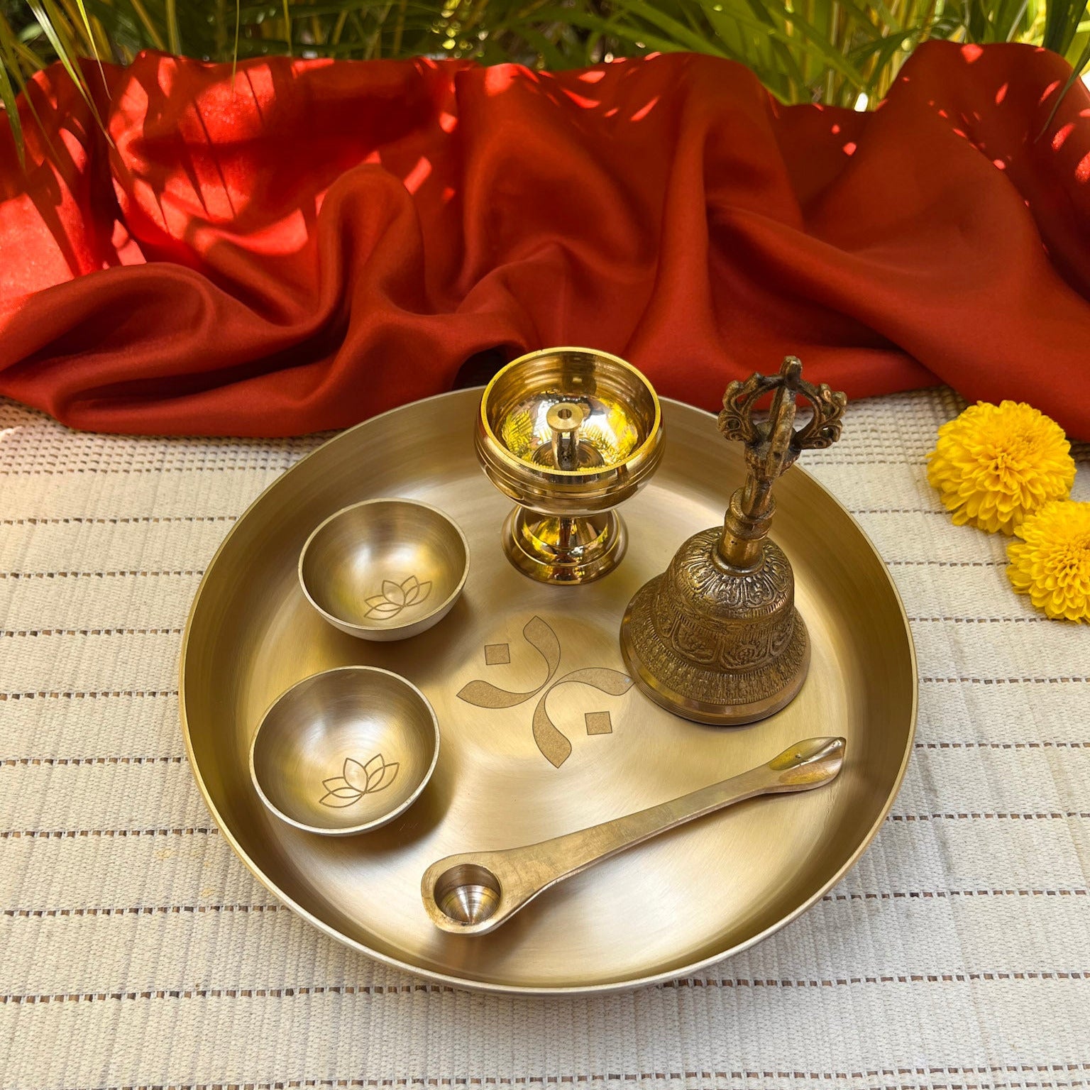 Ambi Suvarna Grace Pure Kansa Puja Thali Set – 6 Pieces