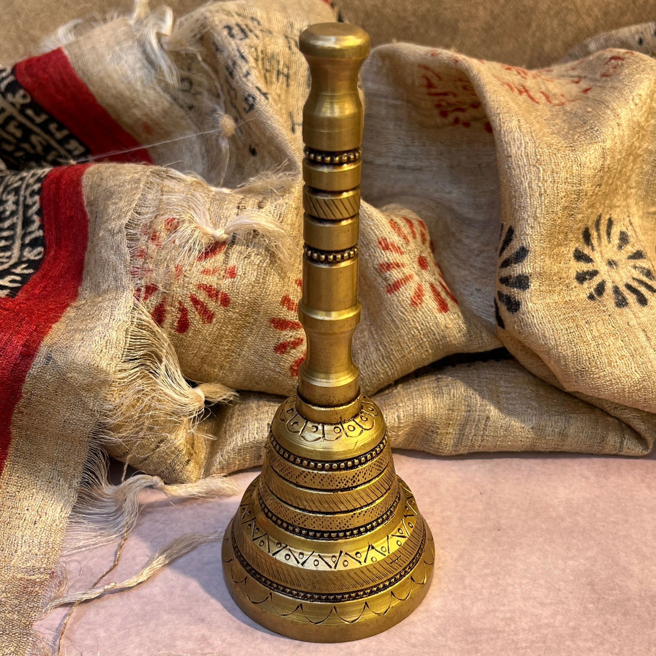 Ambi Pure Brass Engraved Aarti Bell - 5.9 Inch Height