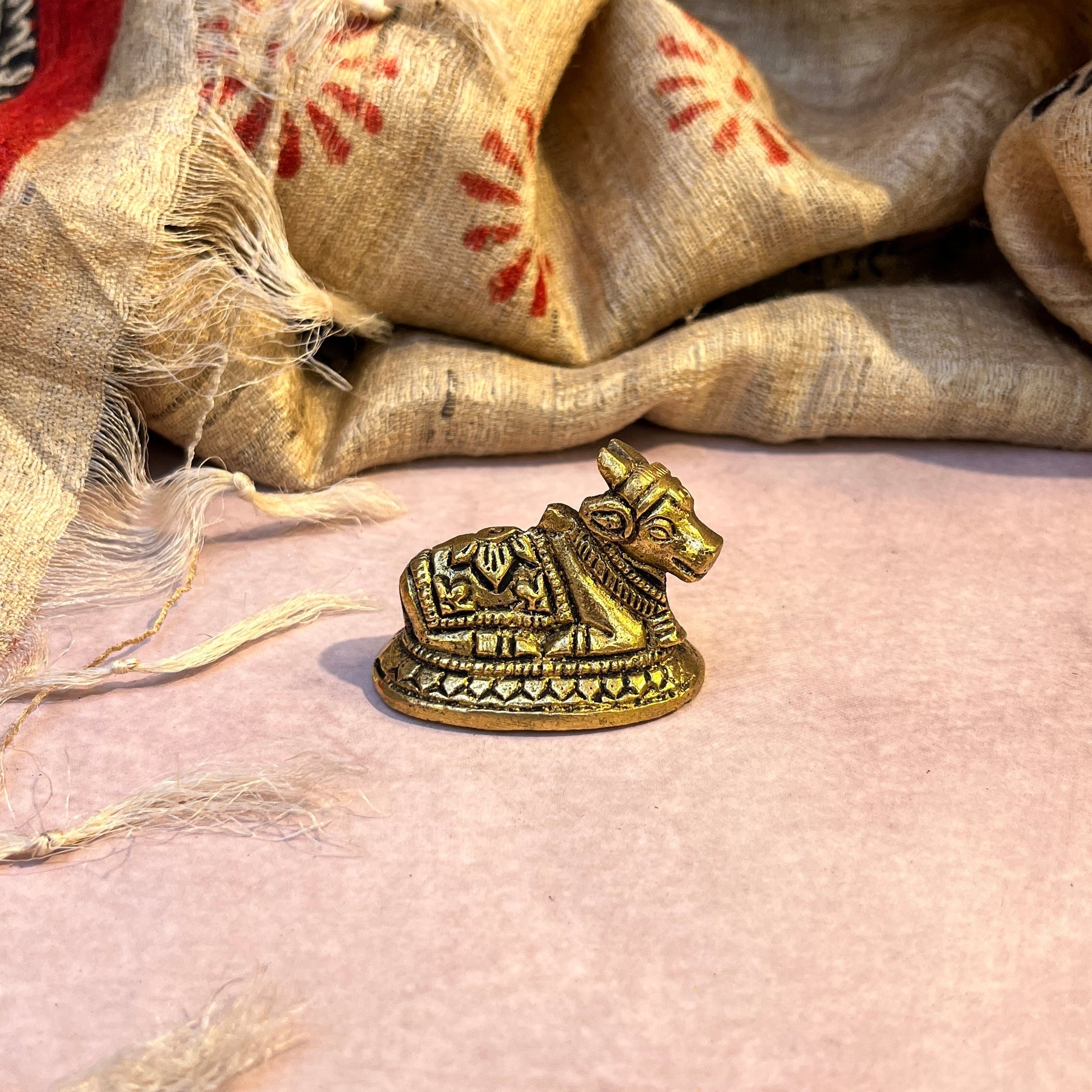 Ambi Pure Brass Sacred Nandi Idol – Bull Statue for Pooja - 90 Grams