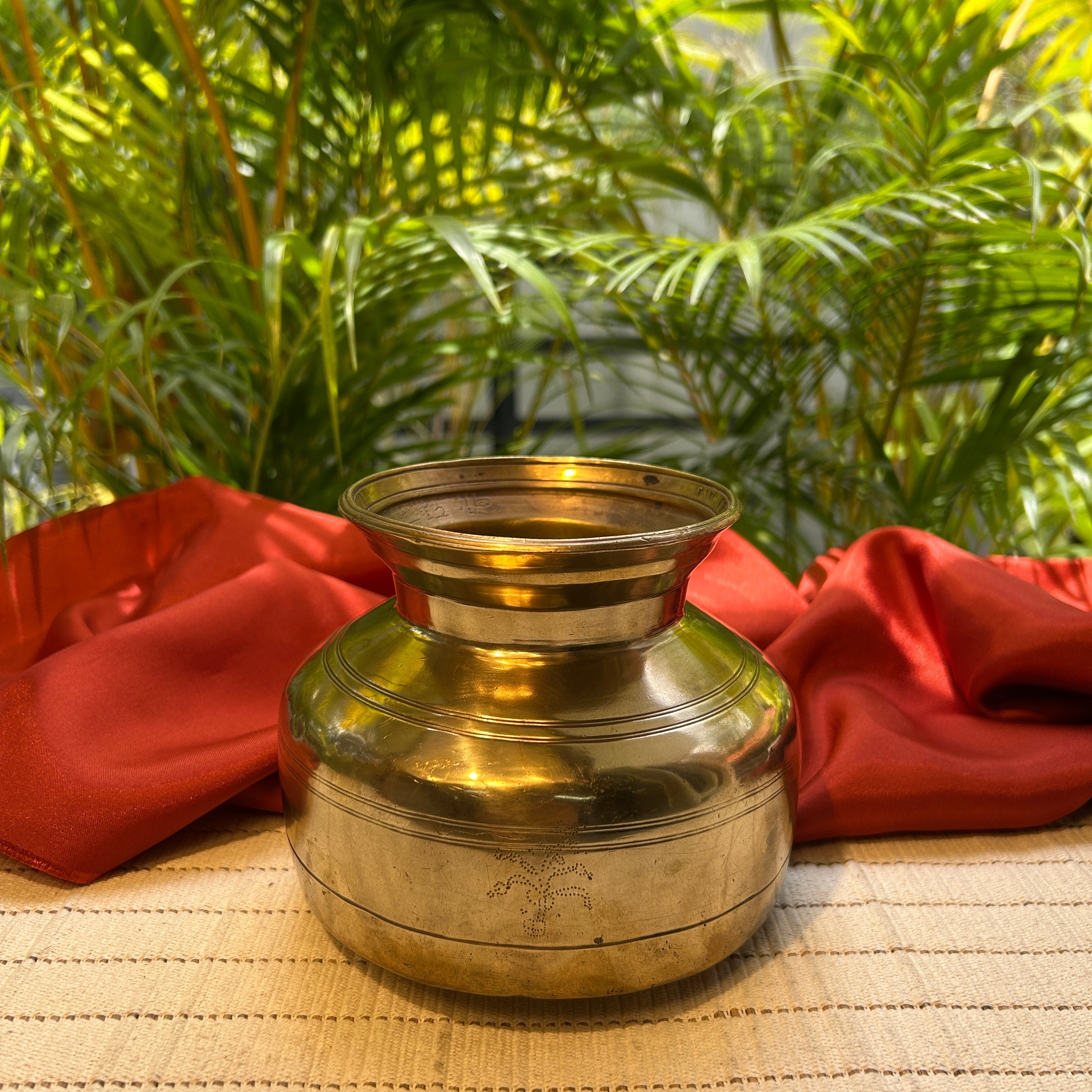 Handcrafted Vintage Brass Carved Lota