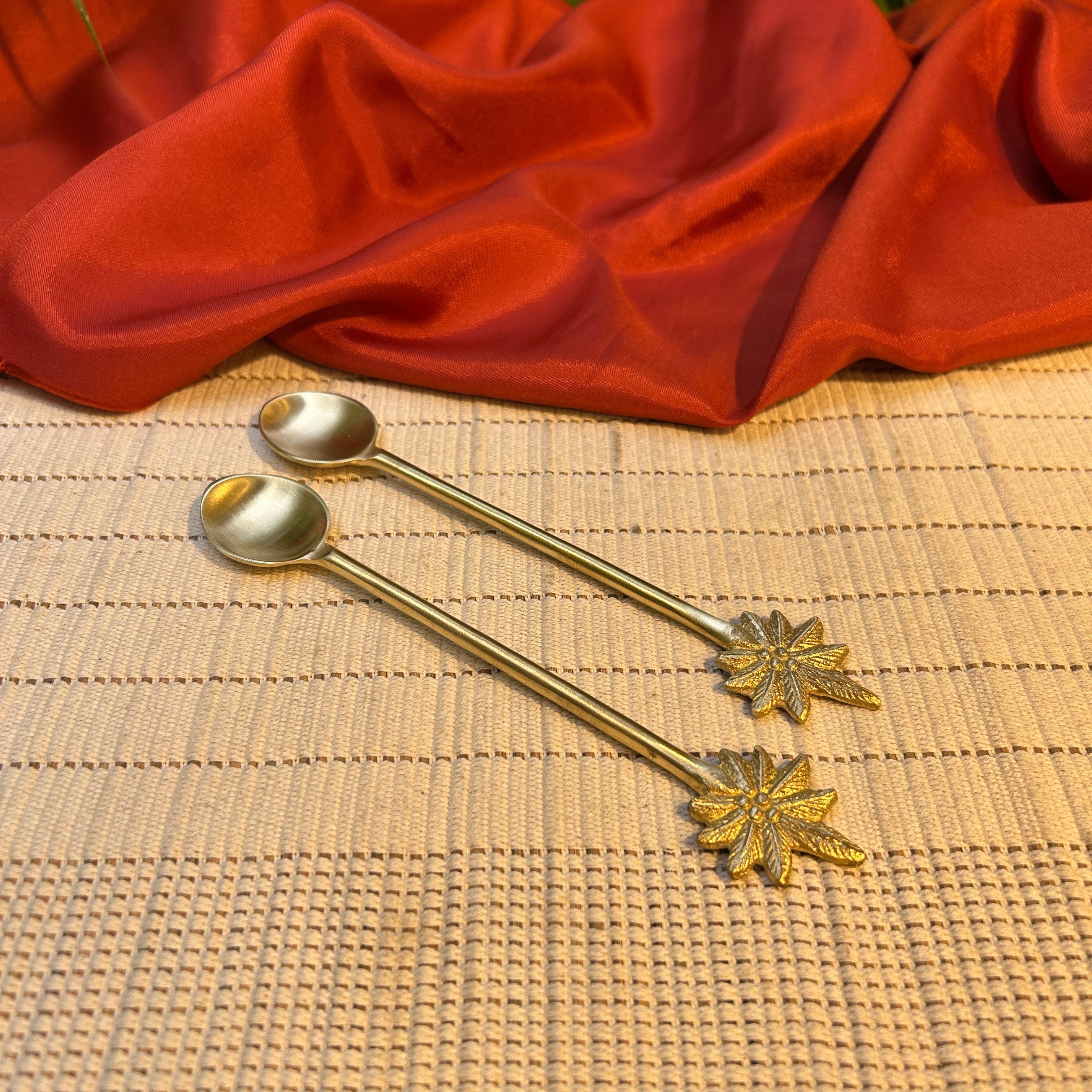 Ambi Golden Blossom Pure Brass Decorative Spoon | Handcrafted