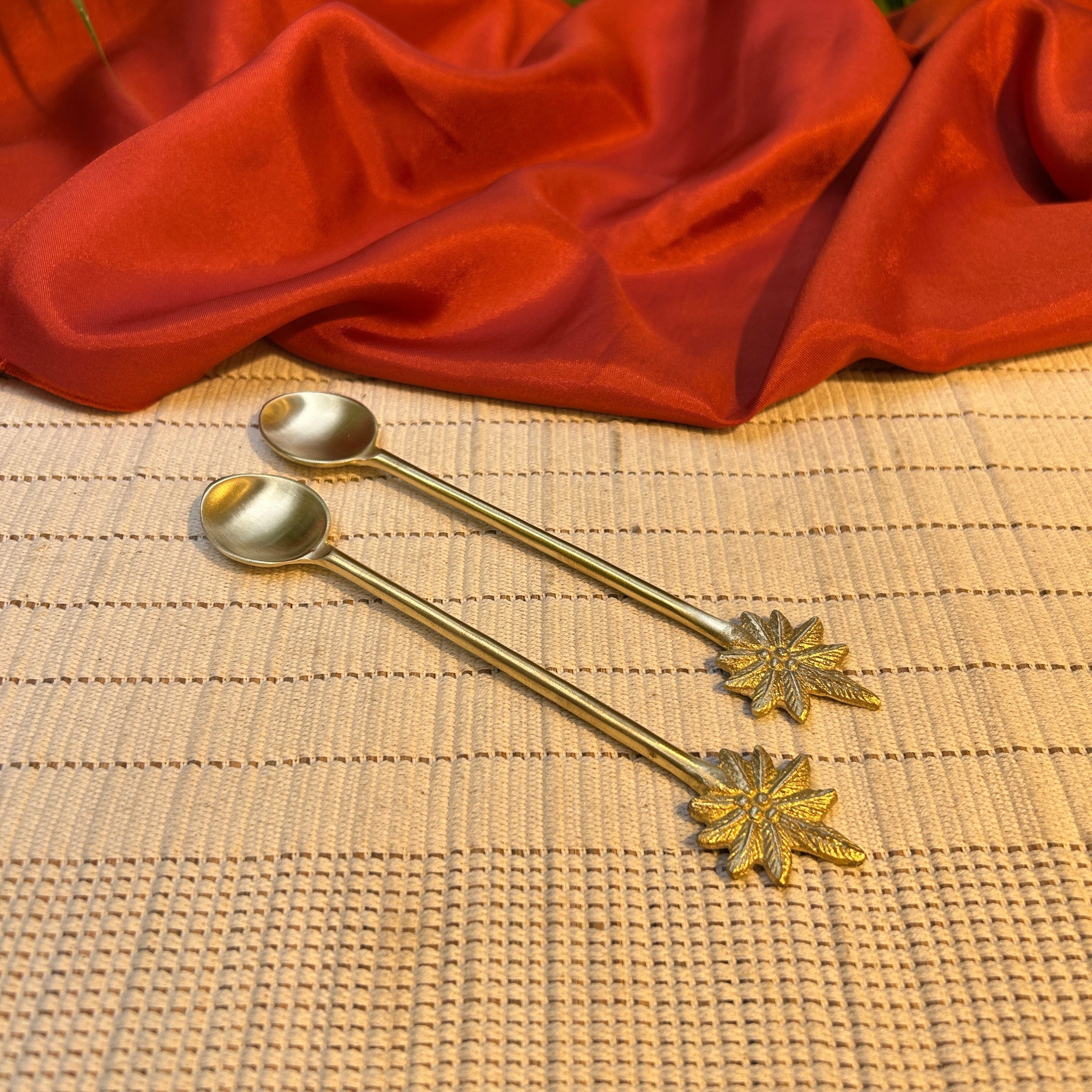 Ambi Golden Blossom Pure Brass Decorative Spoon | Handcrafted