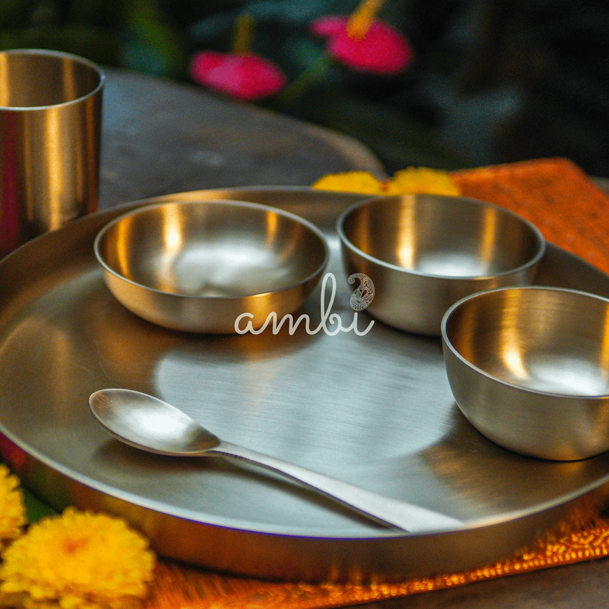 Pure 100% Lead Free Kansa Exquisite/Traditional Thali Set - 6 Pieces