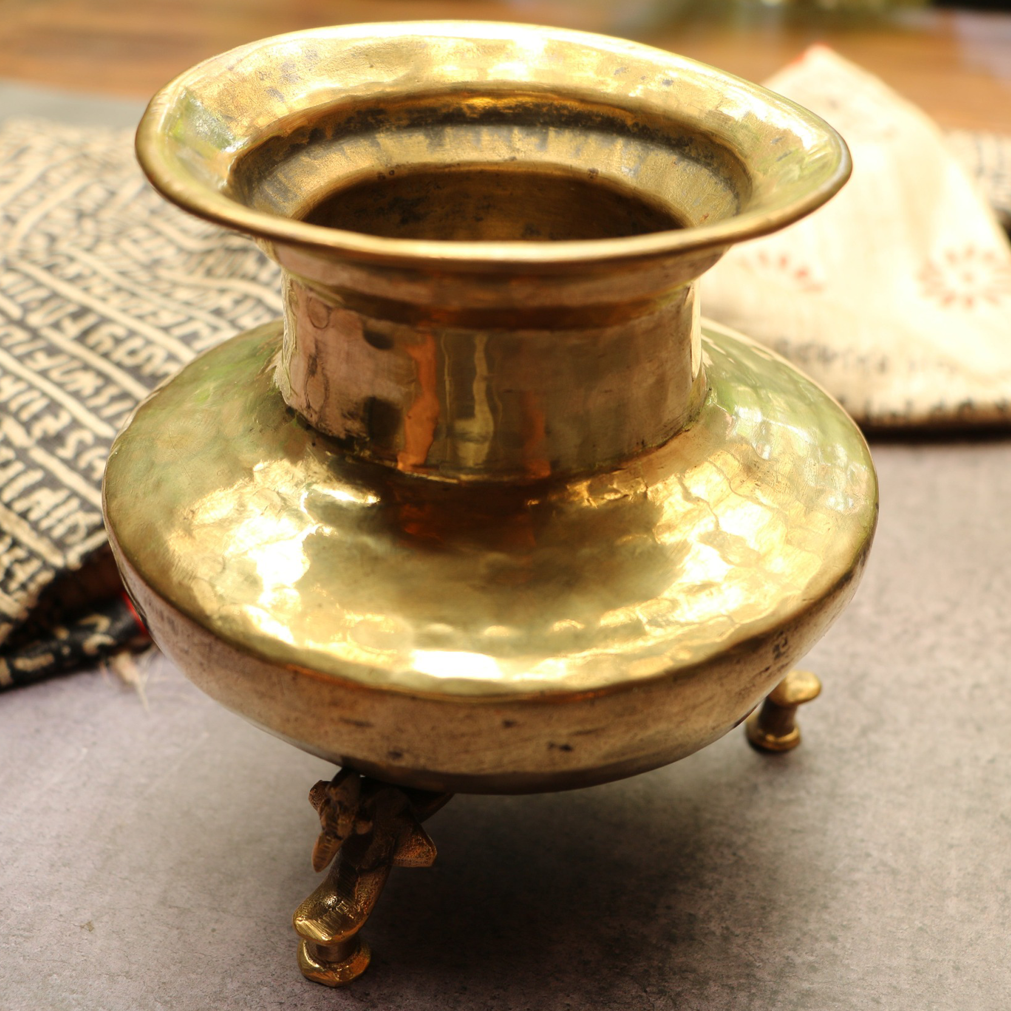 Handcrafted Elegant Vintage Brass Lota With Legs