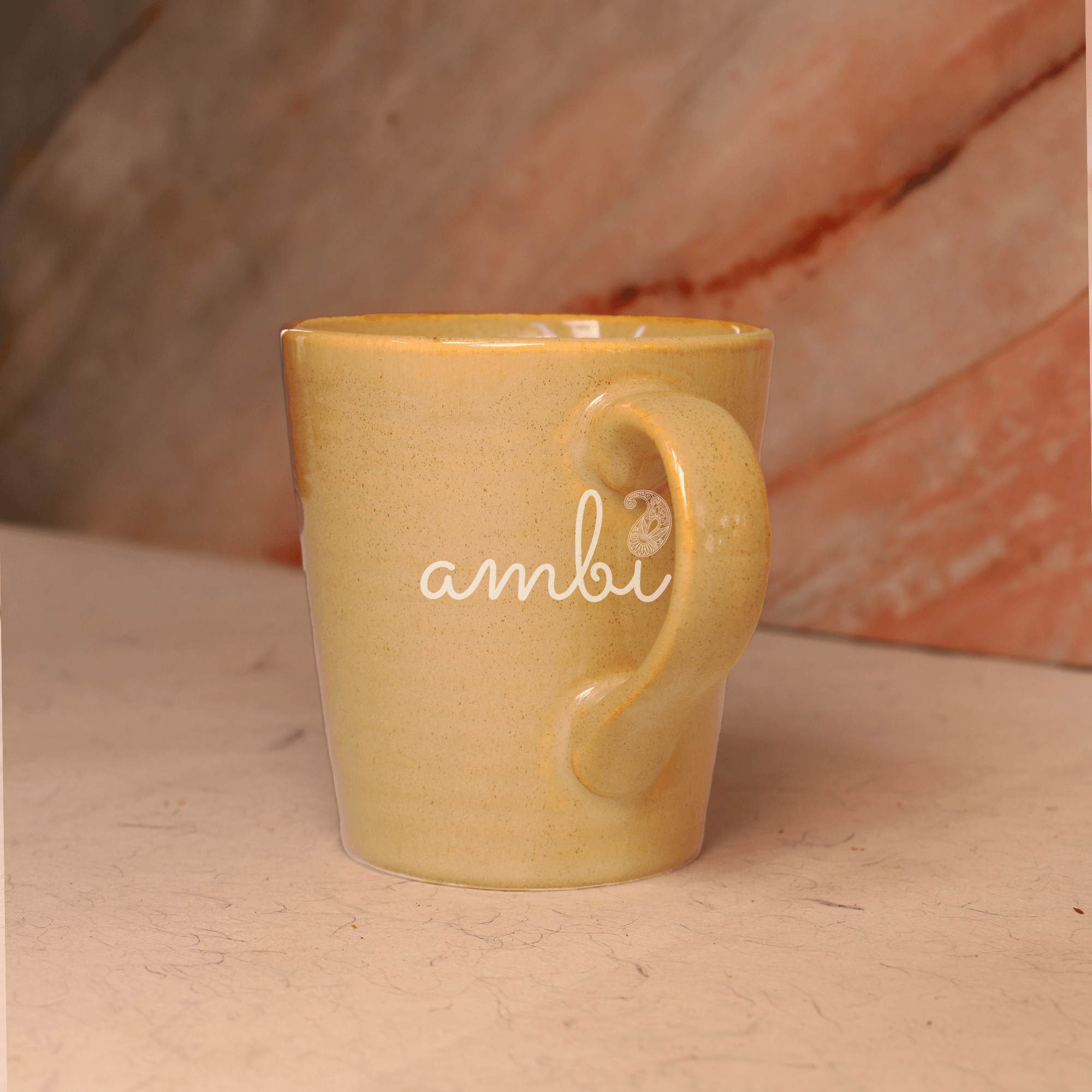 Ambi Stoneware Beige Large Coffee Mug 250 ml | Set of 2