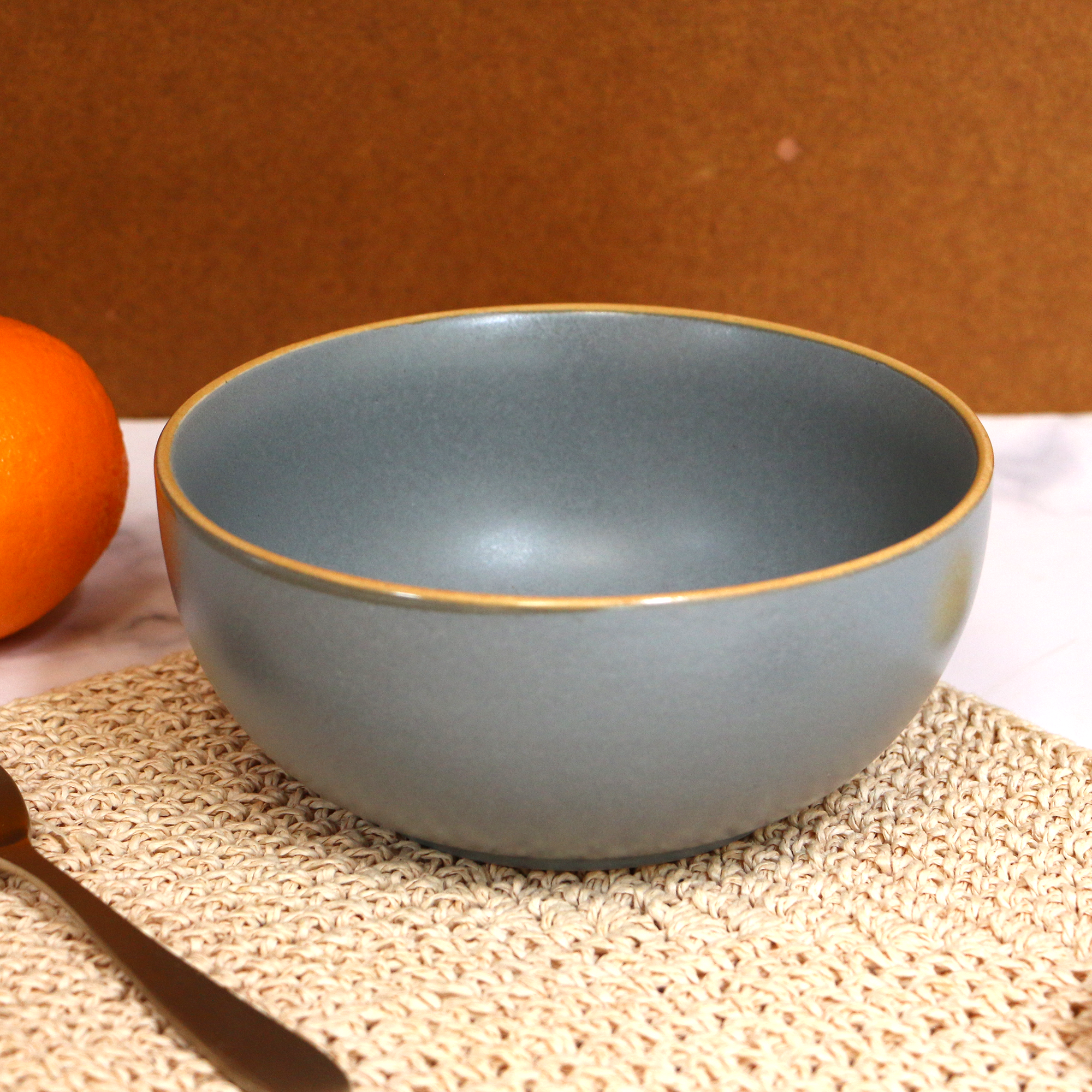 Ambi Stoneware handmade Blue-Grey Salad Bowl 7 inch