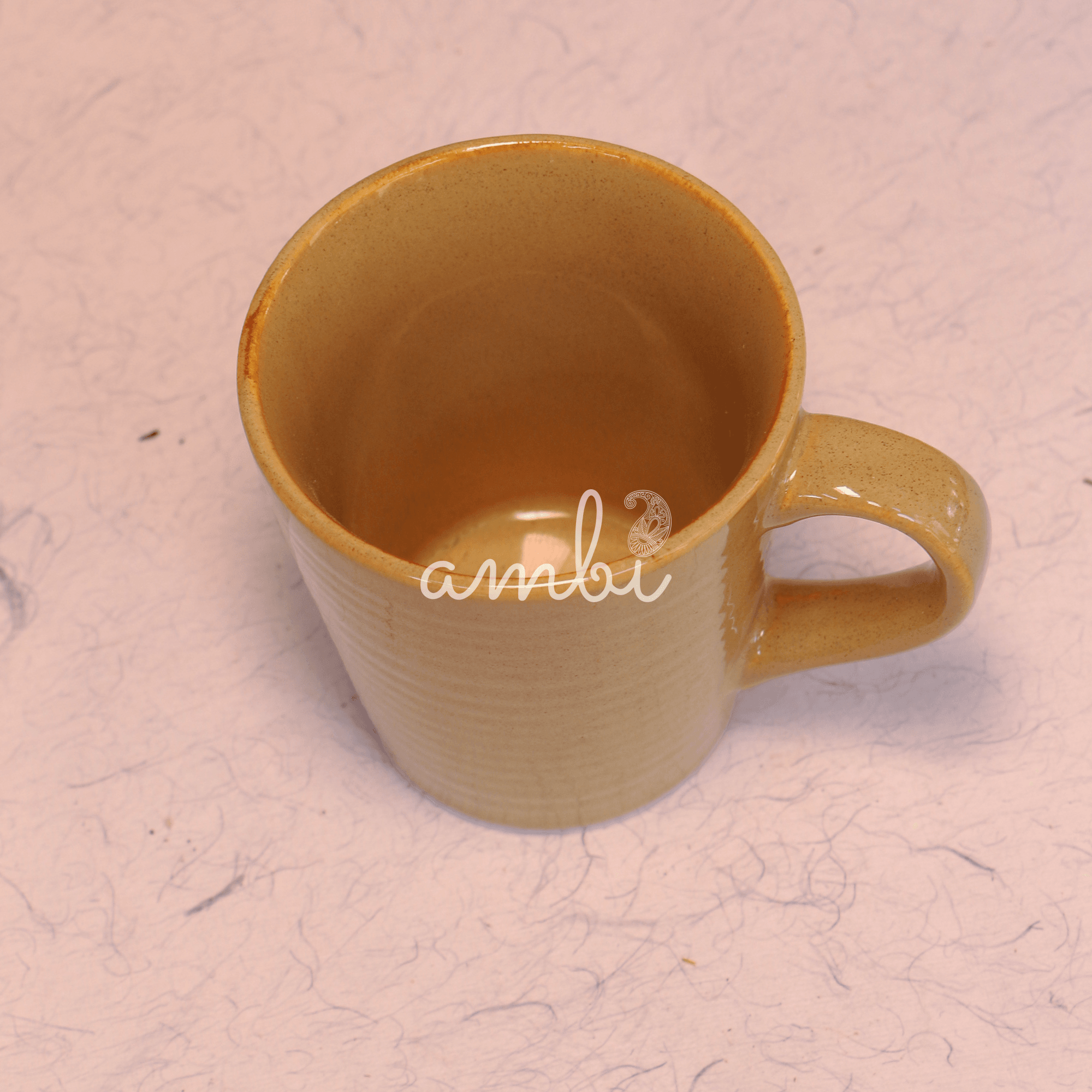 Ambi Stoneware Beige Large Coffee Mug 250 ml | Set of 2
