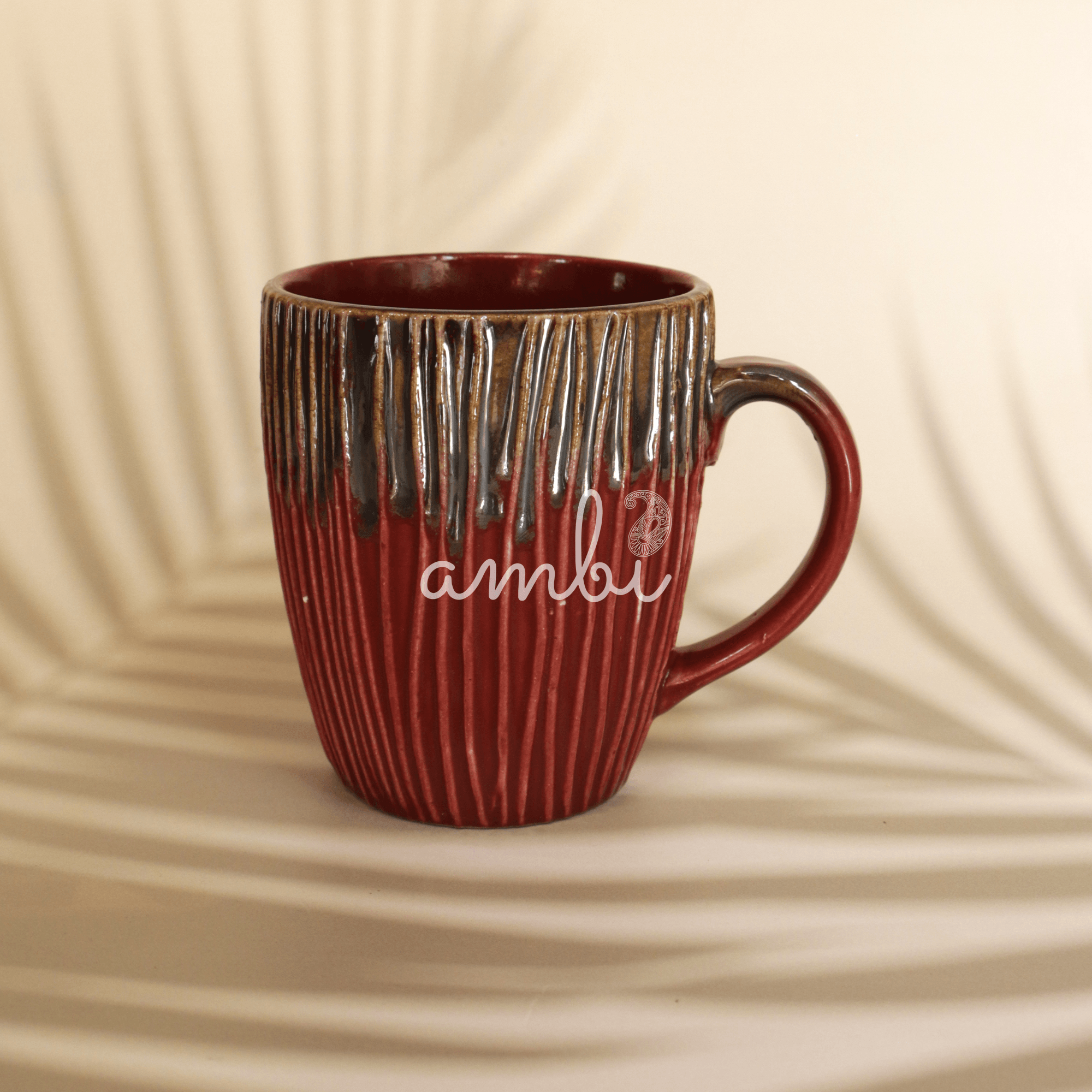 Ambi Ceramic Glazed Red Large Coffee Mug 350 ml