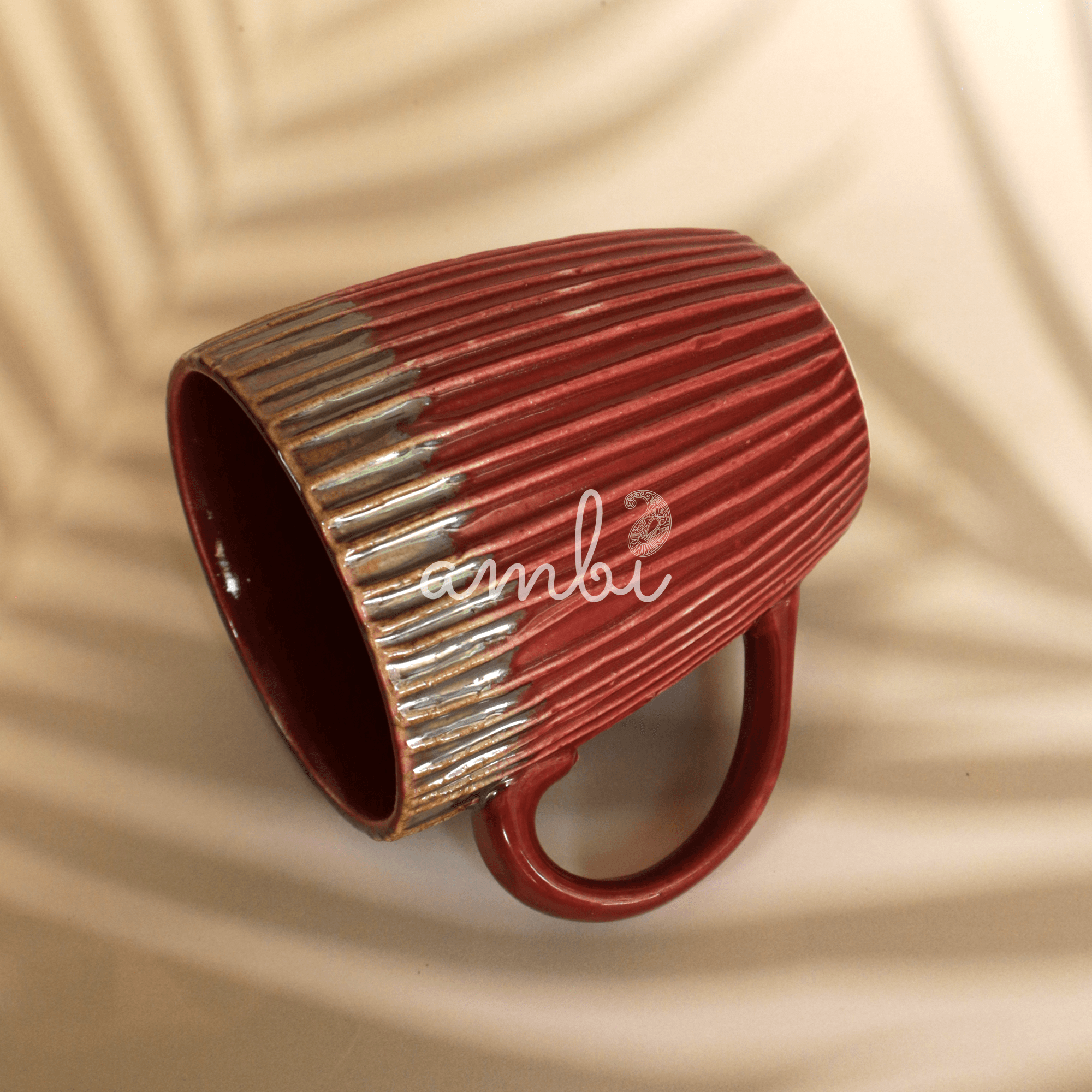 Ambi Ceramic Glazed Red Large Coffee Mug 350 ml