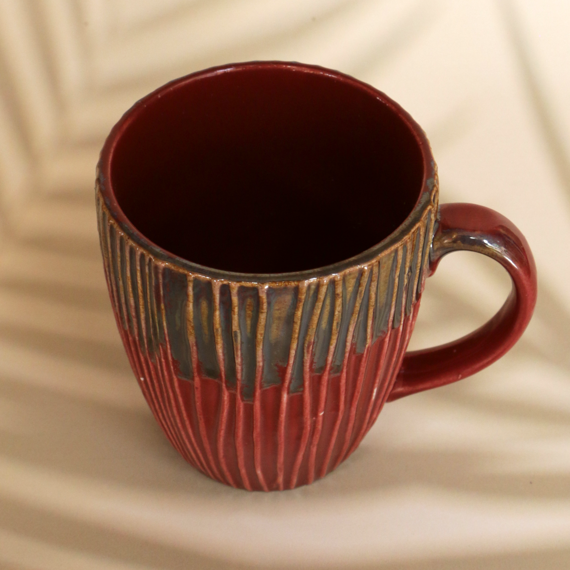 Ambi Ceramic Glazed Red Large Coffee Mug 350 ml