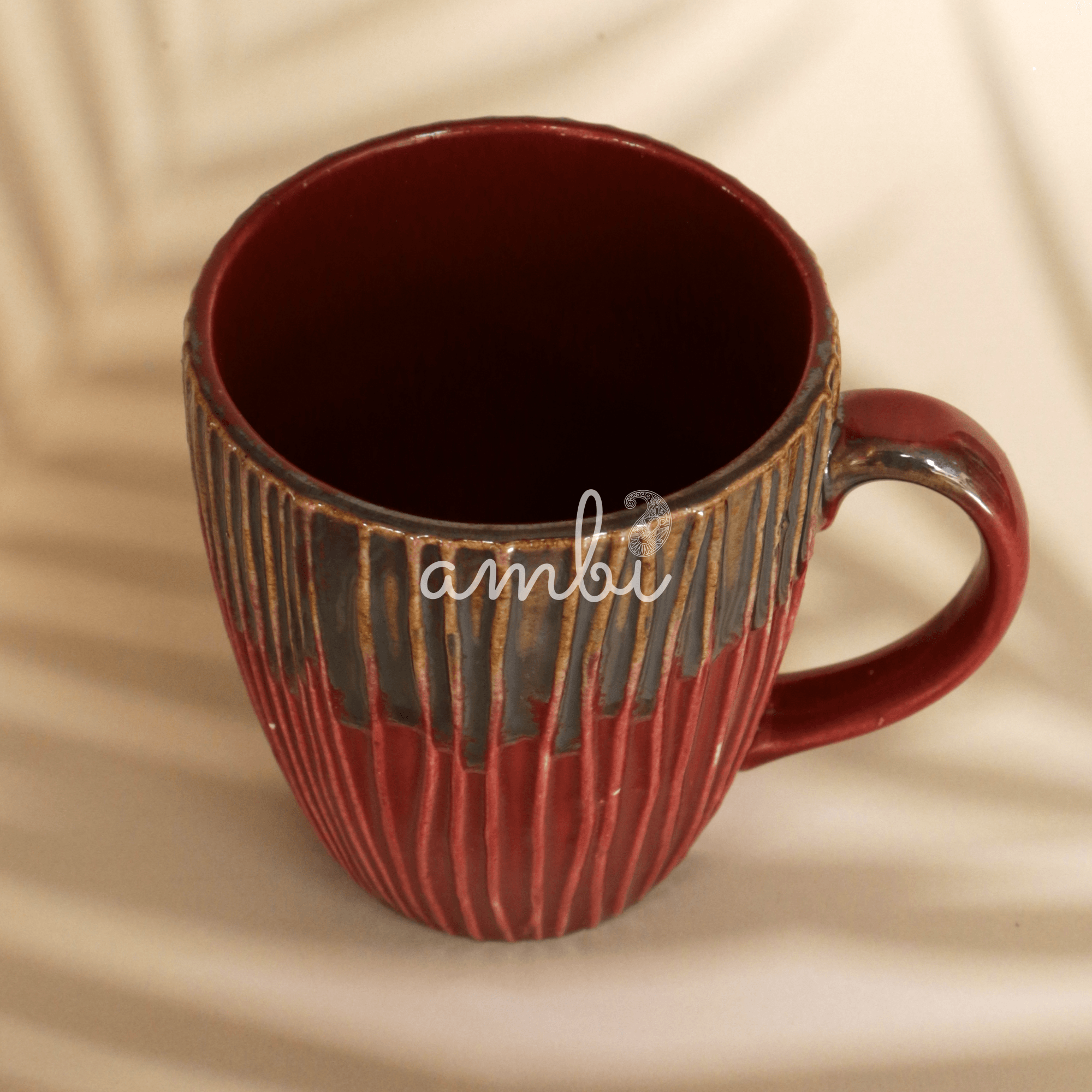 Ambi Ceramic Glazed Red Large Coffee Mug 350 ml