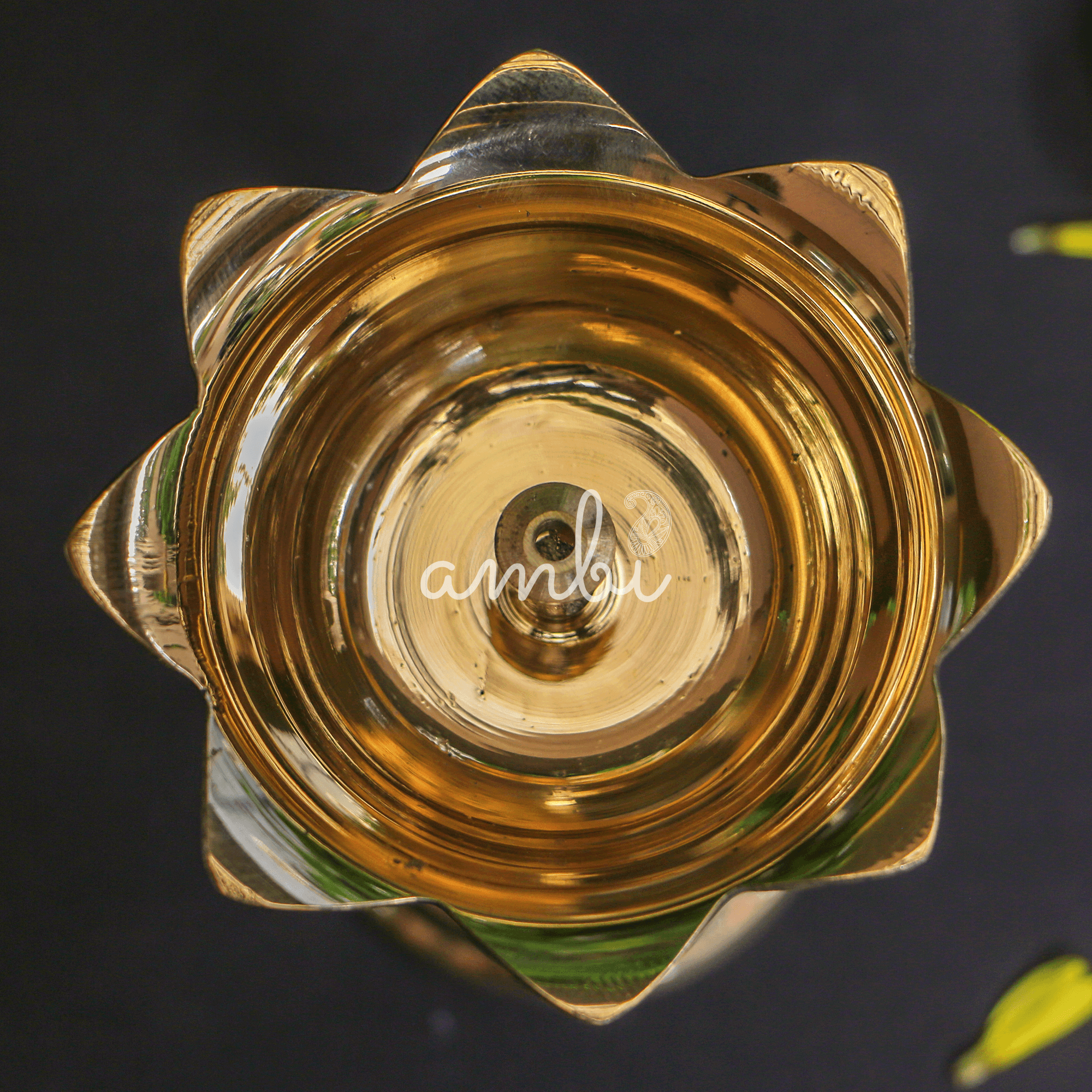 100% Pure Brass Pooja Deepam / Deepak - Kamal Lotus Nanda - Big Size