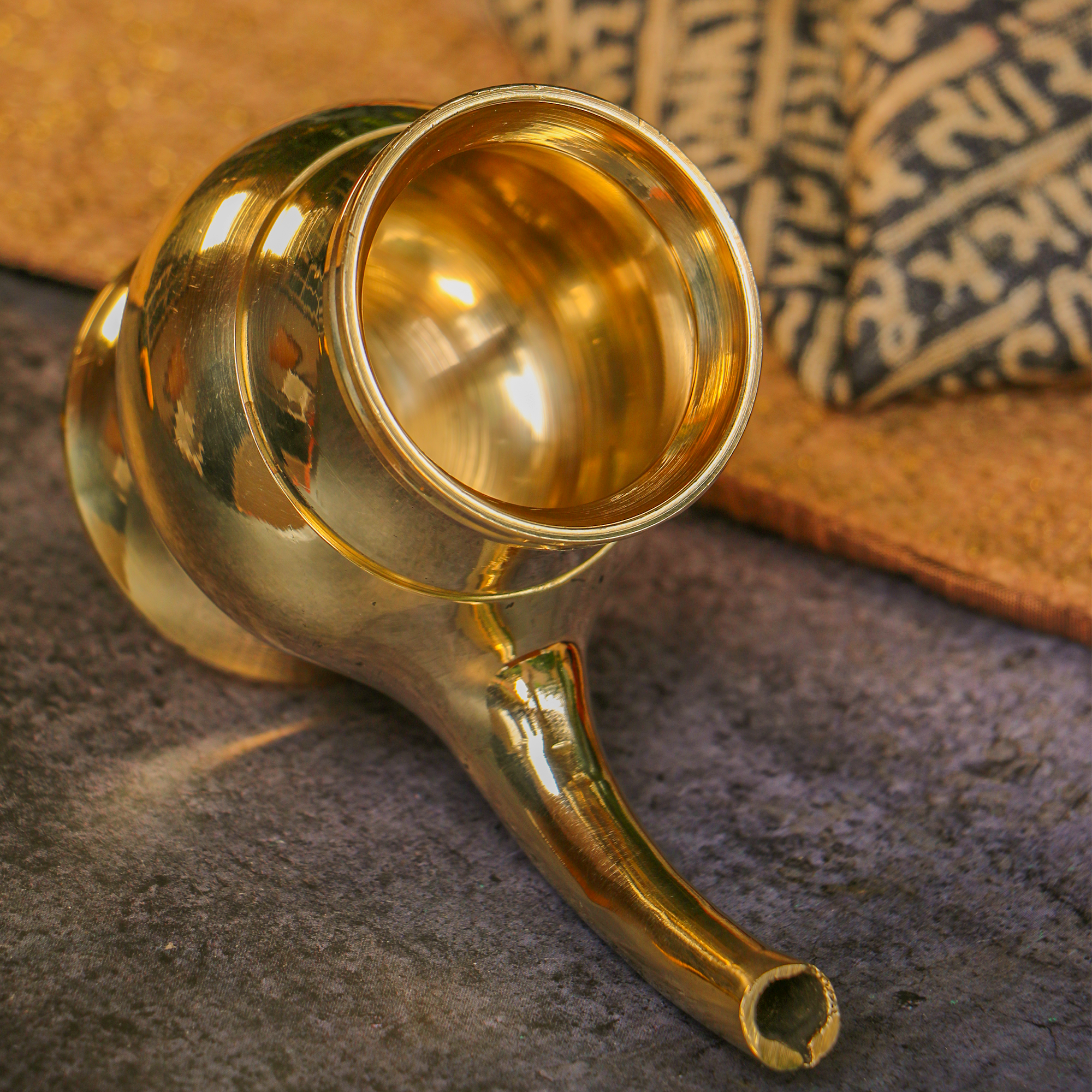Ambi Pure Brass Abhishek Kumbh Lota Kalash for Pooja— Long Spout - Medium Size | Capacity: 500–600 ML