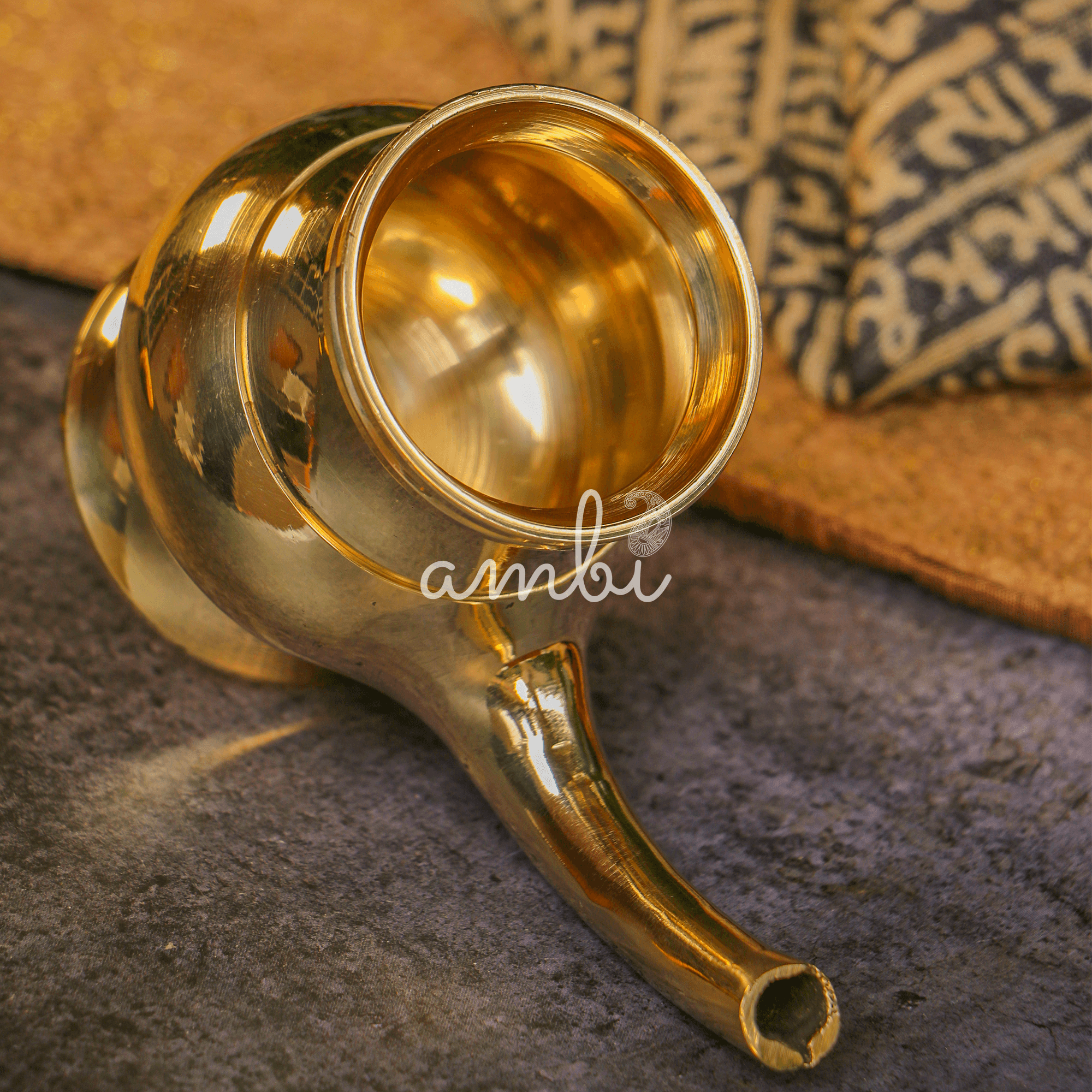 100 % Brass Kumbh Lota Kalash for Pooja / Abhishek or Water Storage - Long Spout