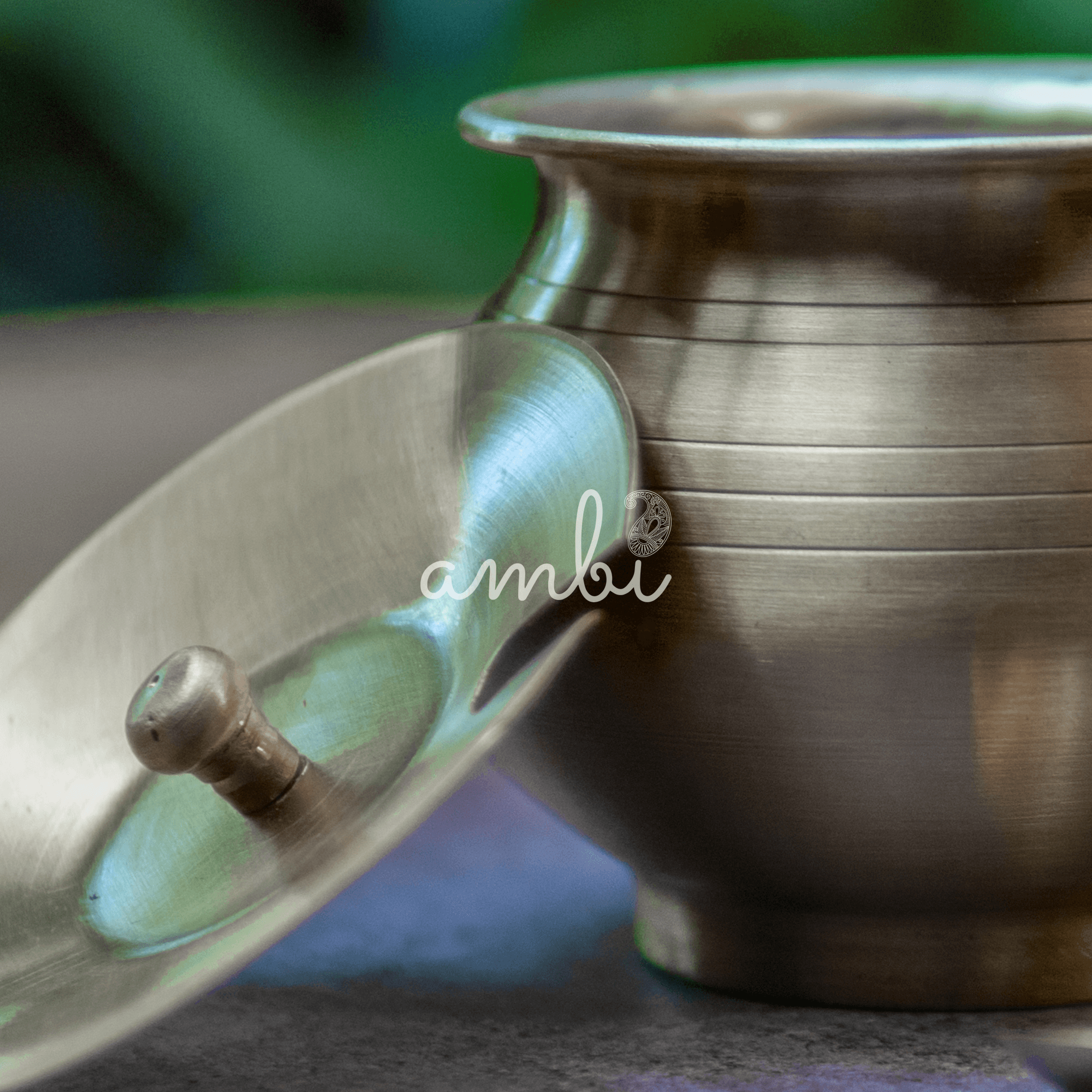 Pure Brass Ghee Pot (Matte) With Spoon - Vintage Finish Dark Brown 350 ml