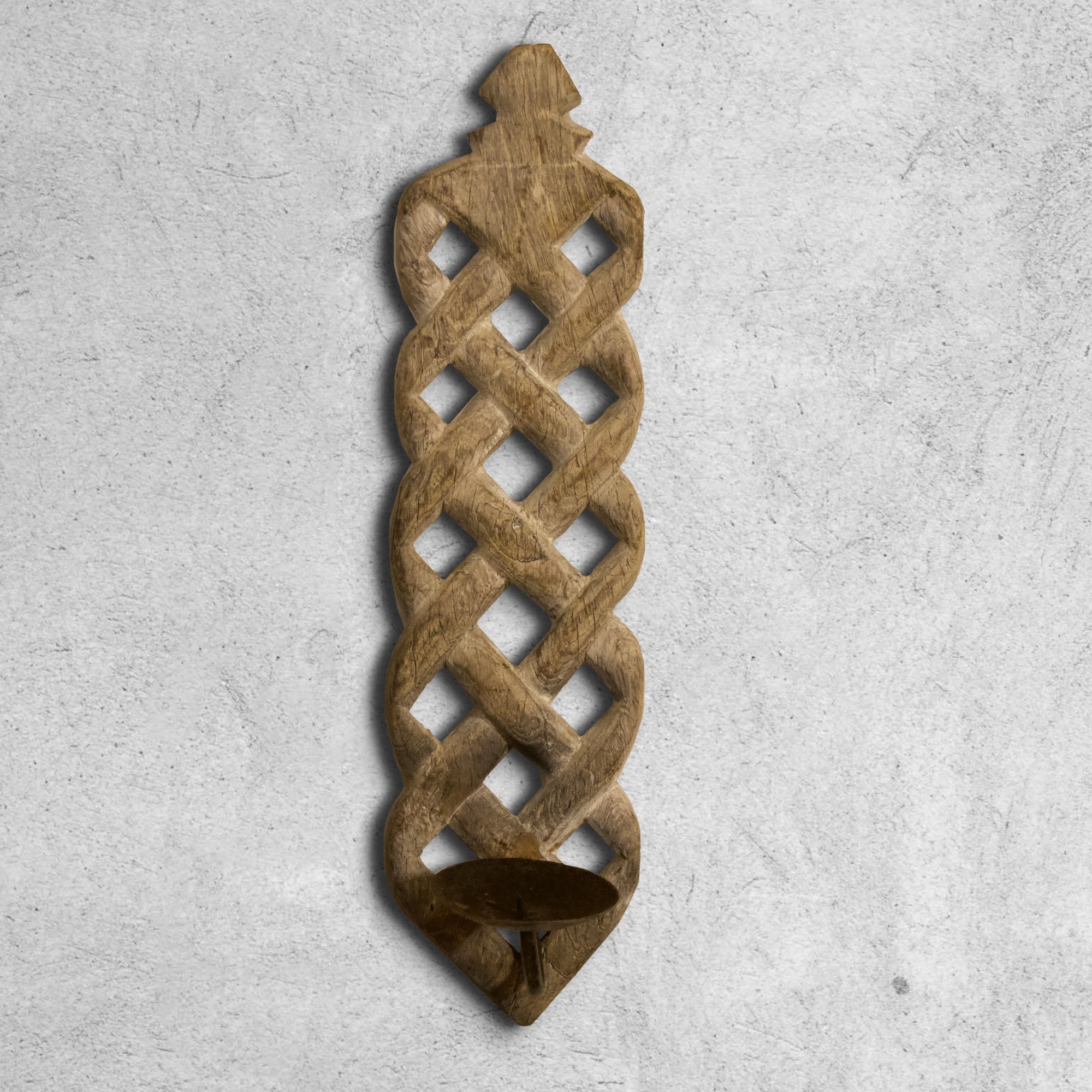 Wooden Candle Stand - Wallmount - Distressed White