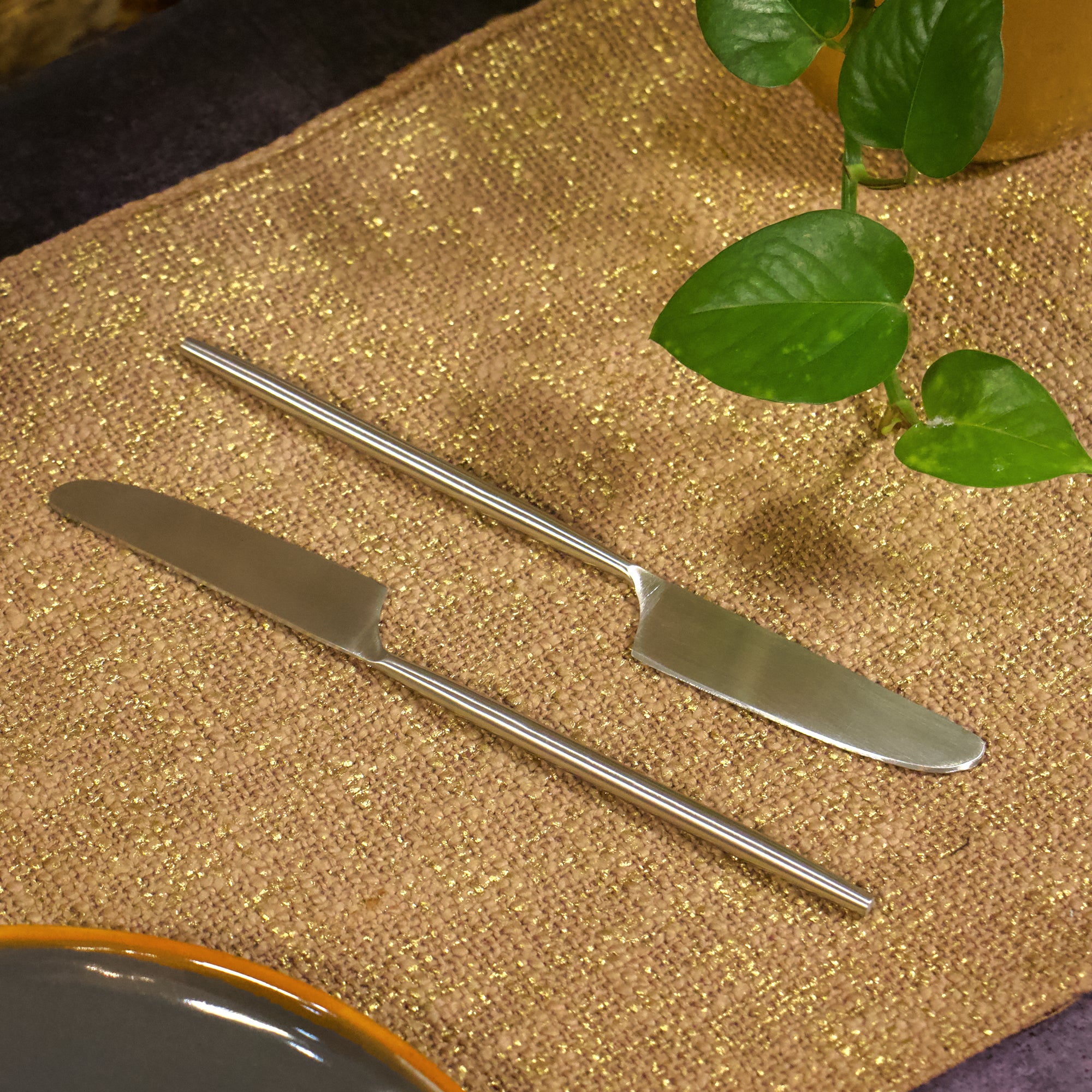 Handcrafted Steel Dining Knife - Set of 2 - Matt Finish