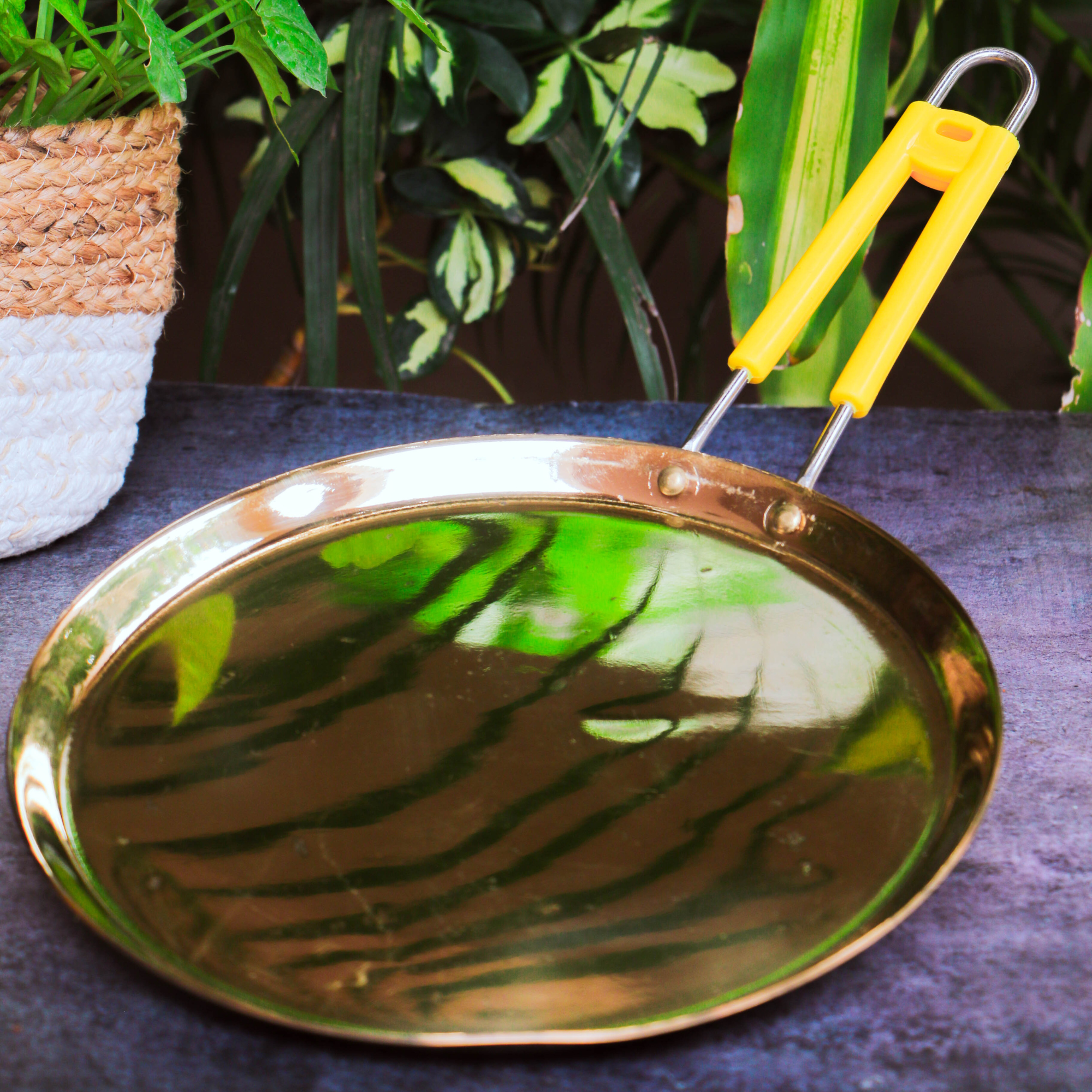 100% Pure Brass Dosa Tawa - Glossy Finish