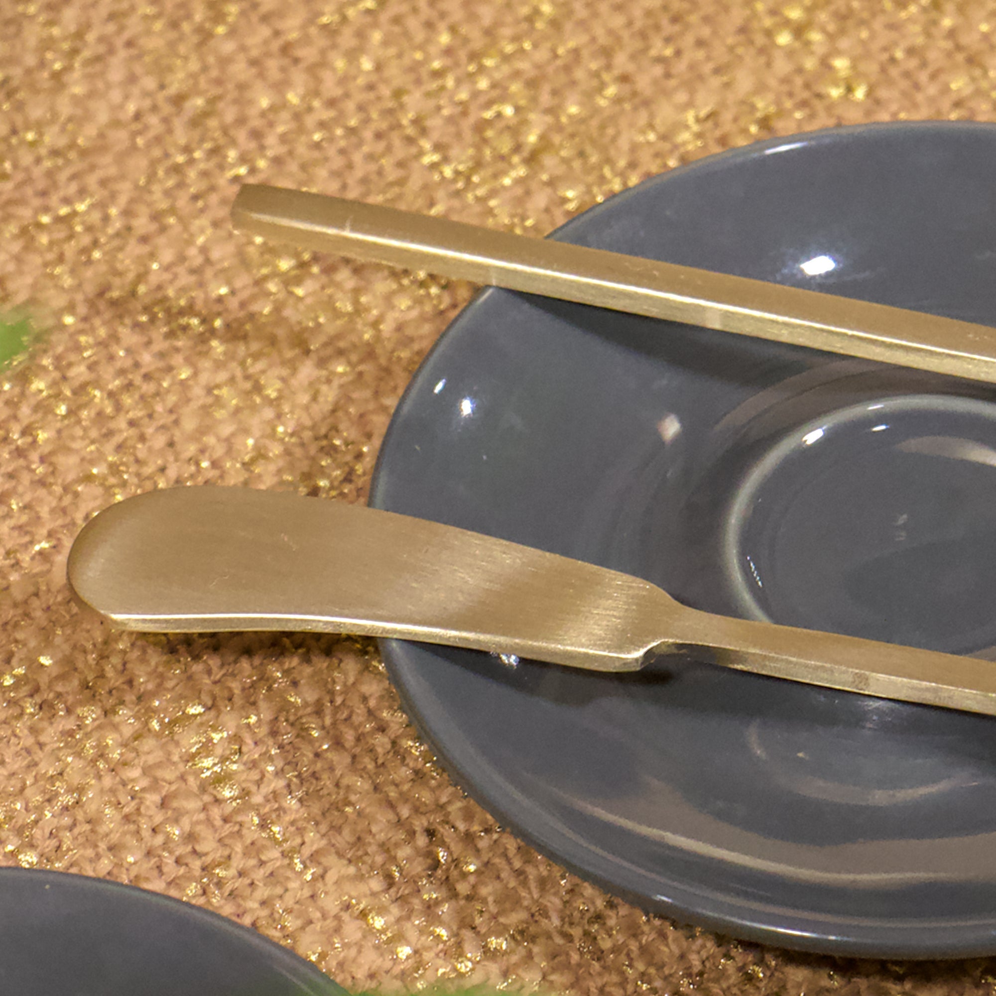 Handcrafted Kansa Butter Knife - Gold Matt Finish