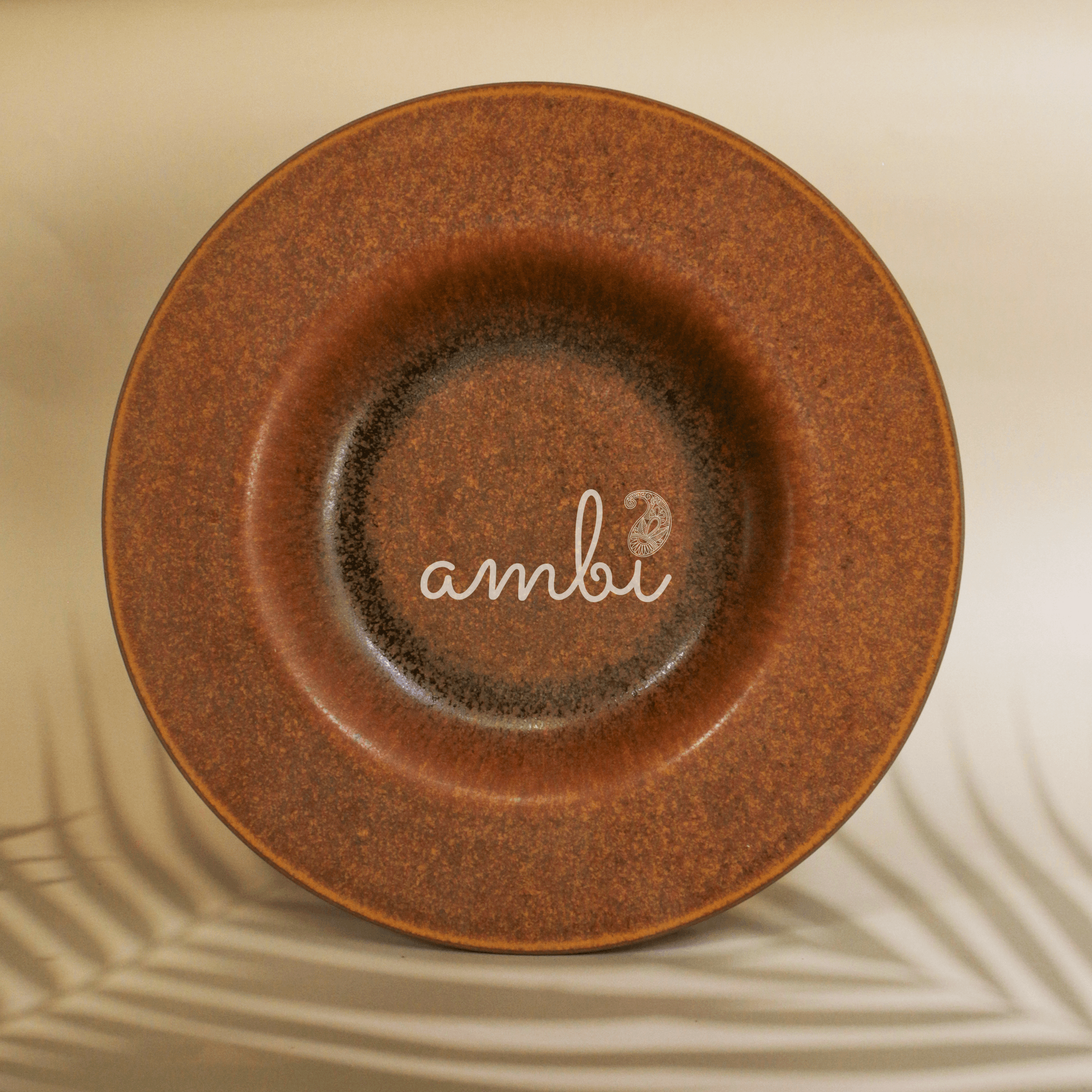 Ambi Stoneware Textured Earthy Brown Pasta Platter 10 inch