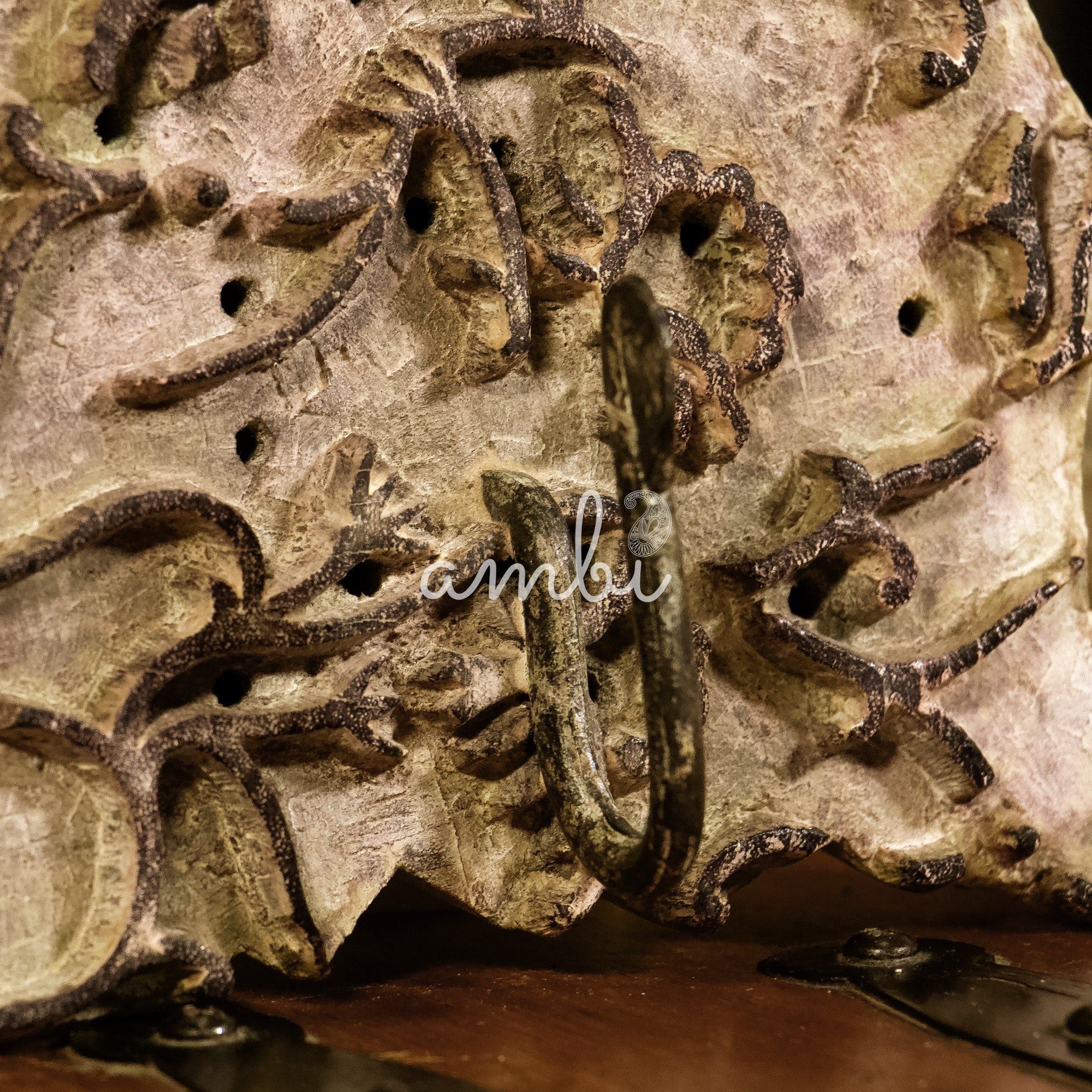 Hook on Rustic Block Print Wood Base - Distressed Look