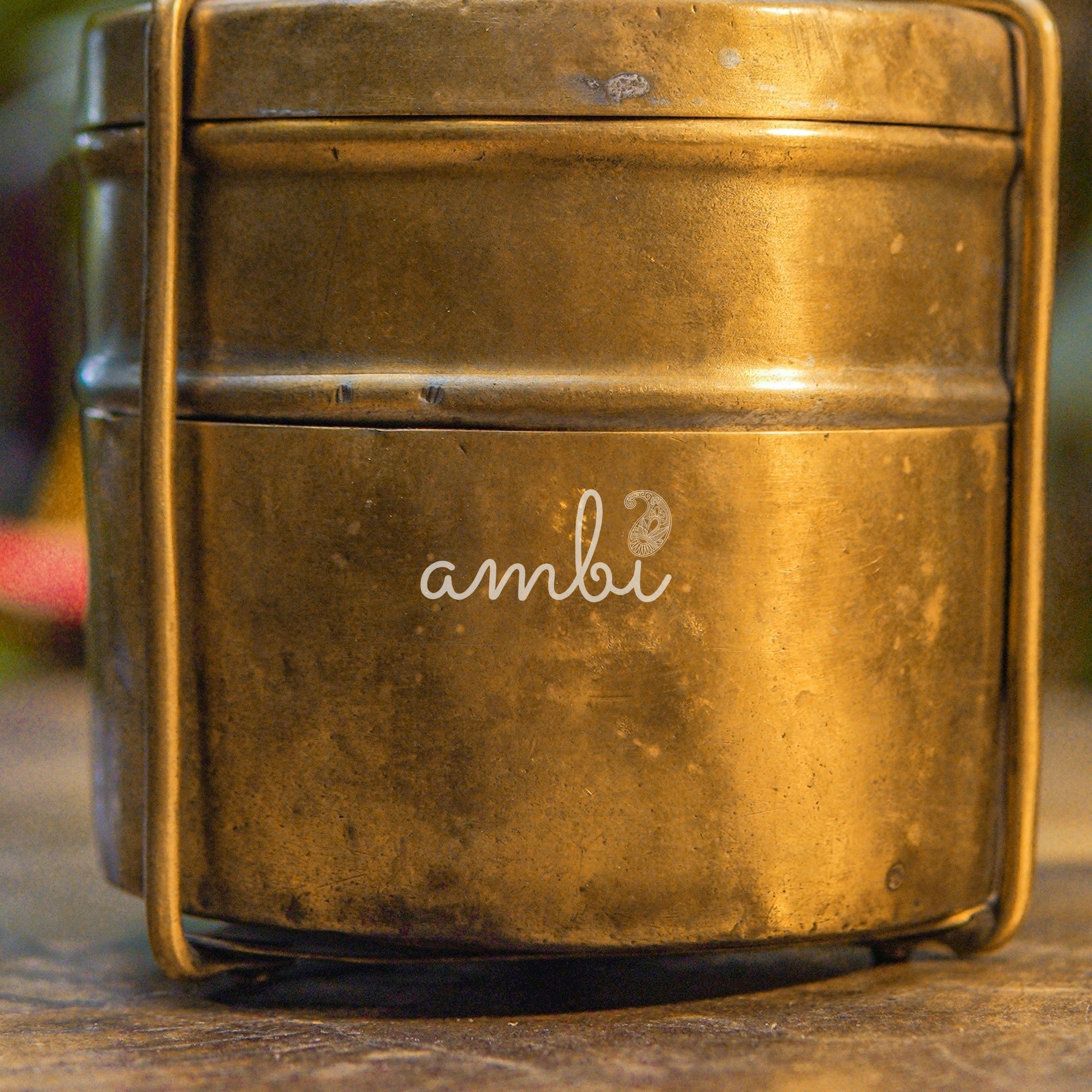 Handcrafted Vintage Brass Tiffin with Two Tier Containers