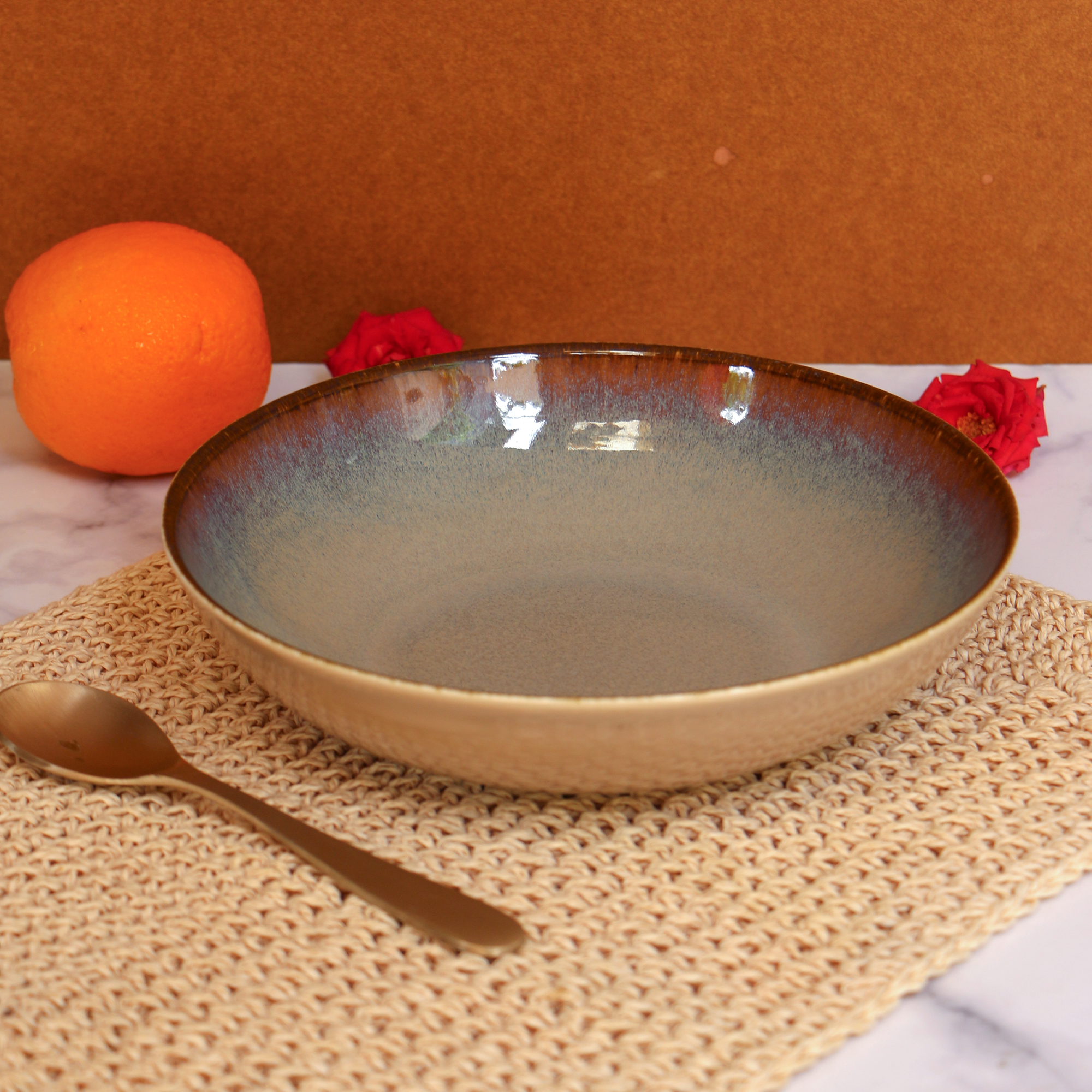 Ambi Handmade Elegant Glazed Salad Bowl 8 inch