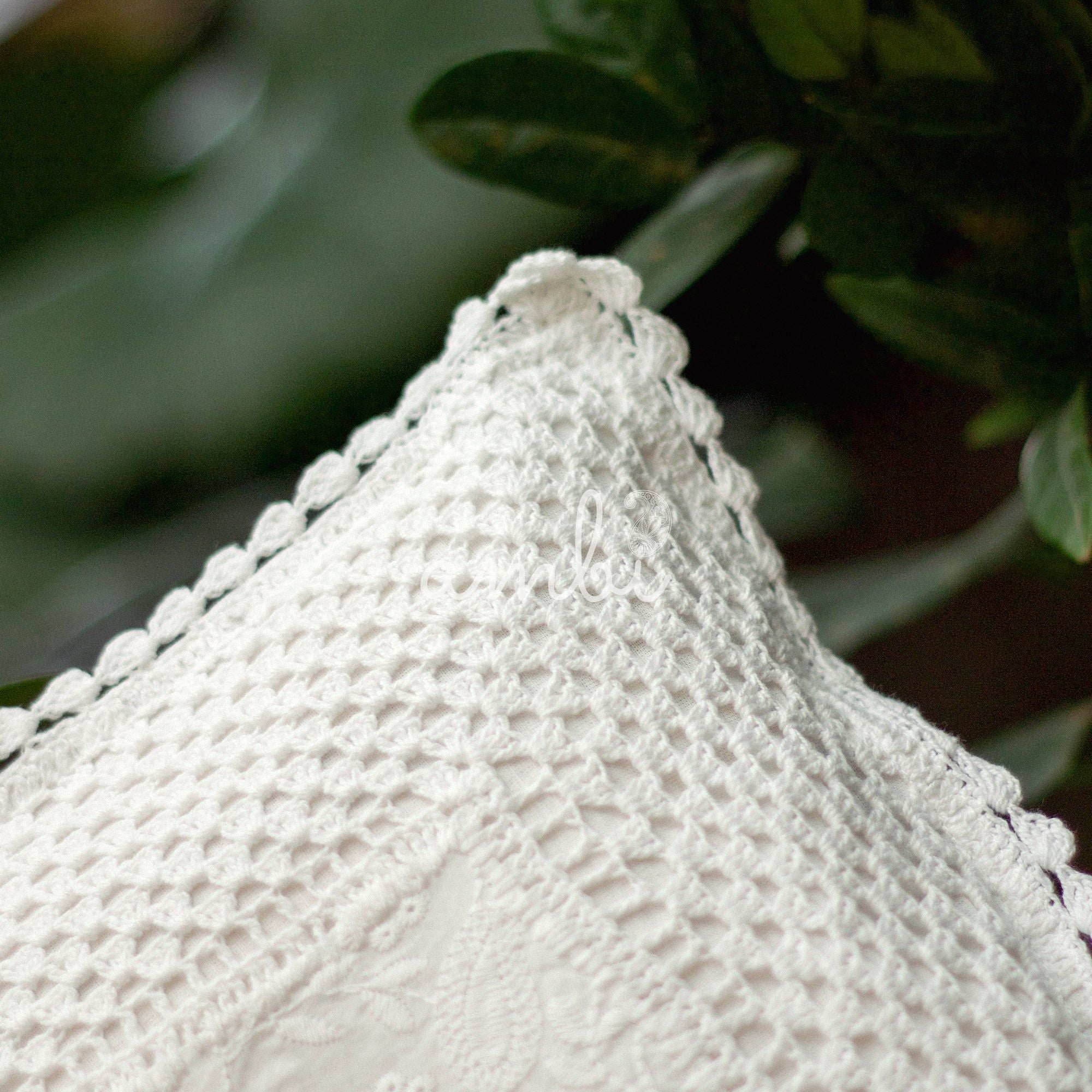 2026 Collection - Hand-Embroidered Plain White Crochet Cushion Cover - 16 X 16 inches - Set of 5