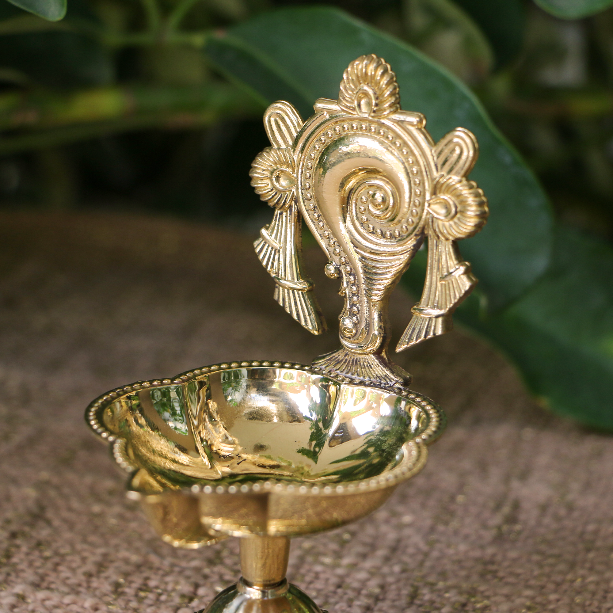 100% Pure Brass Shankha Deepam - Small