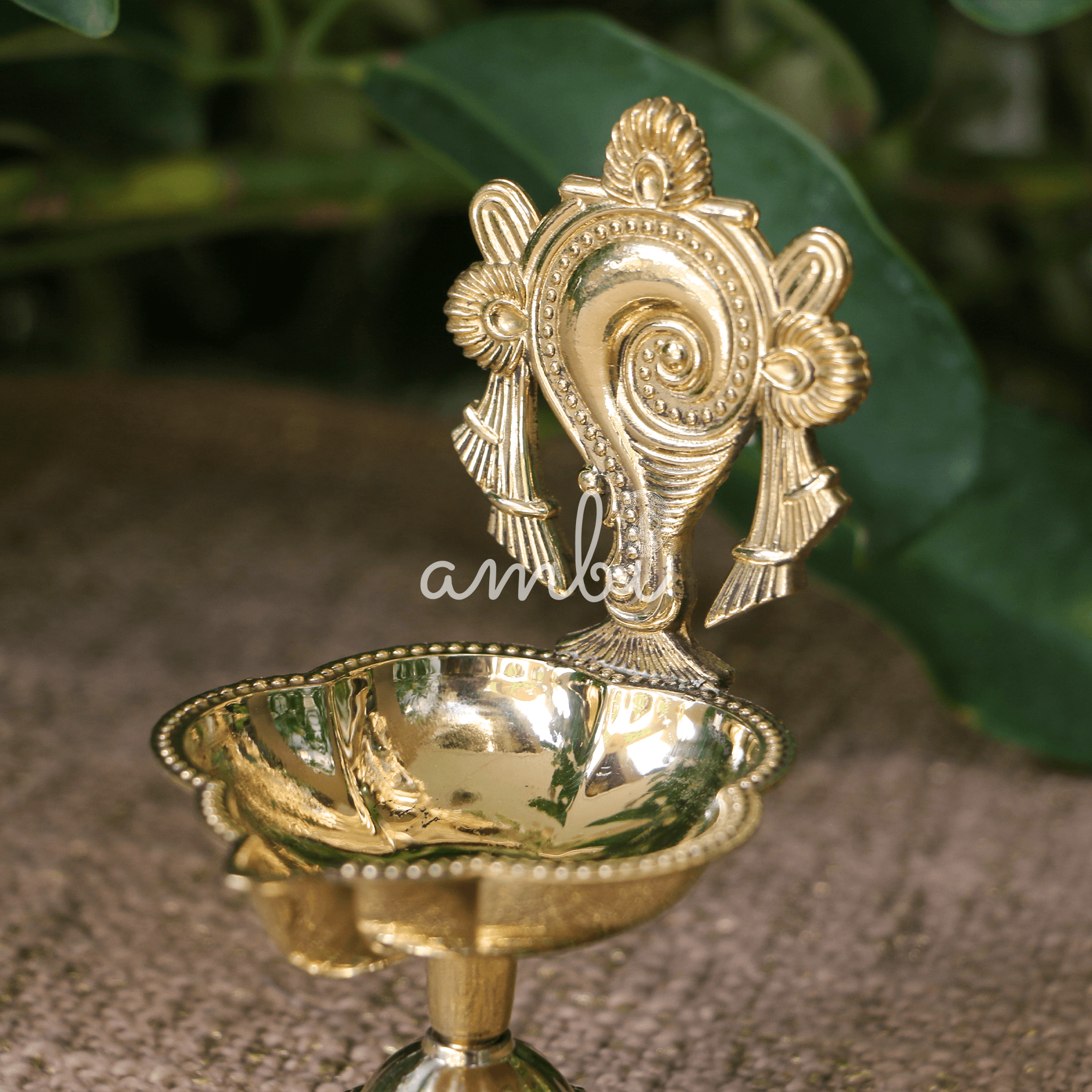 100% Pure Brass Shankha Deepam - Small
