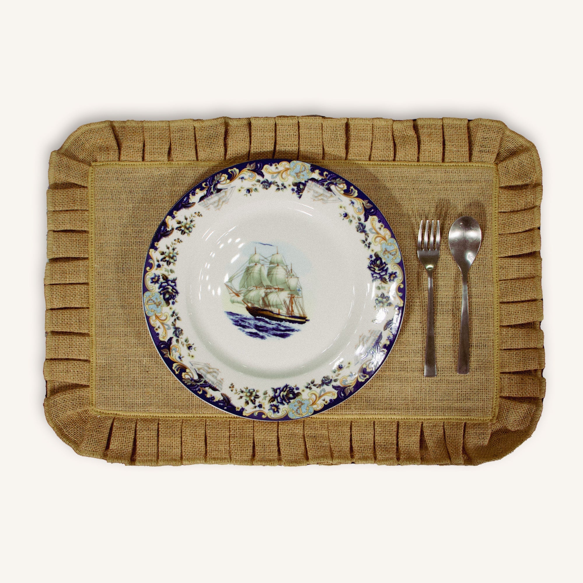 Diwali 2025 Handmade Jute Table Runner Set with 8 Table Mats with Loops