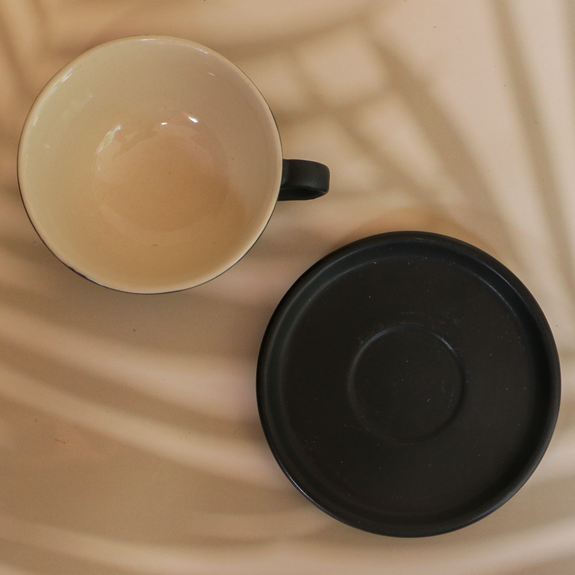 Elegant Charcoal Black-Matte Cup and Saucer Set 180 ml
