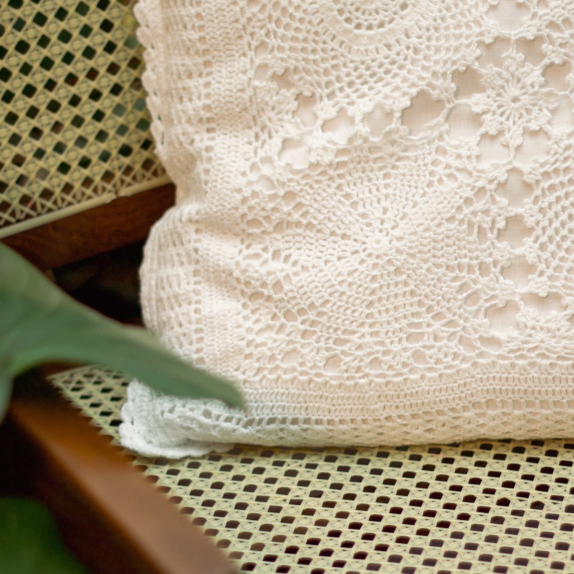 2026 Collection - Hand-Embroidered Plain Crochet Cushion Cover - 16 X 16 inches - Set of 4