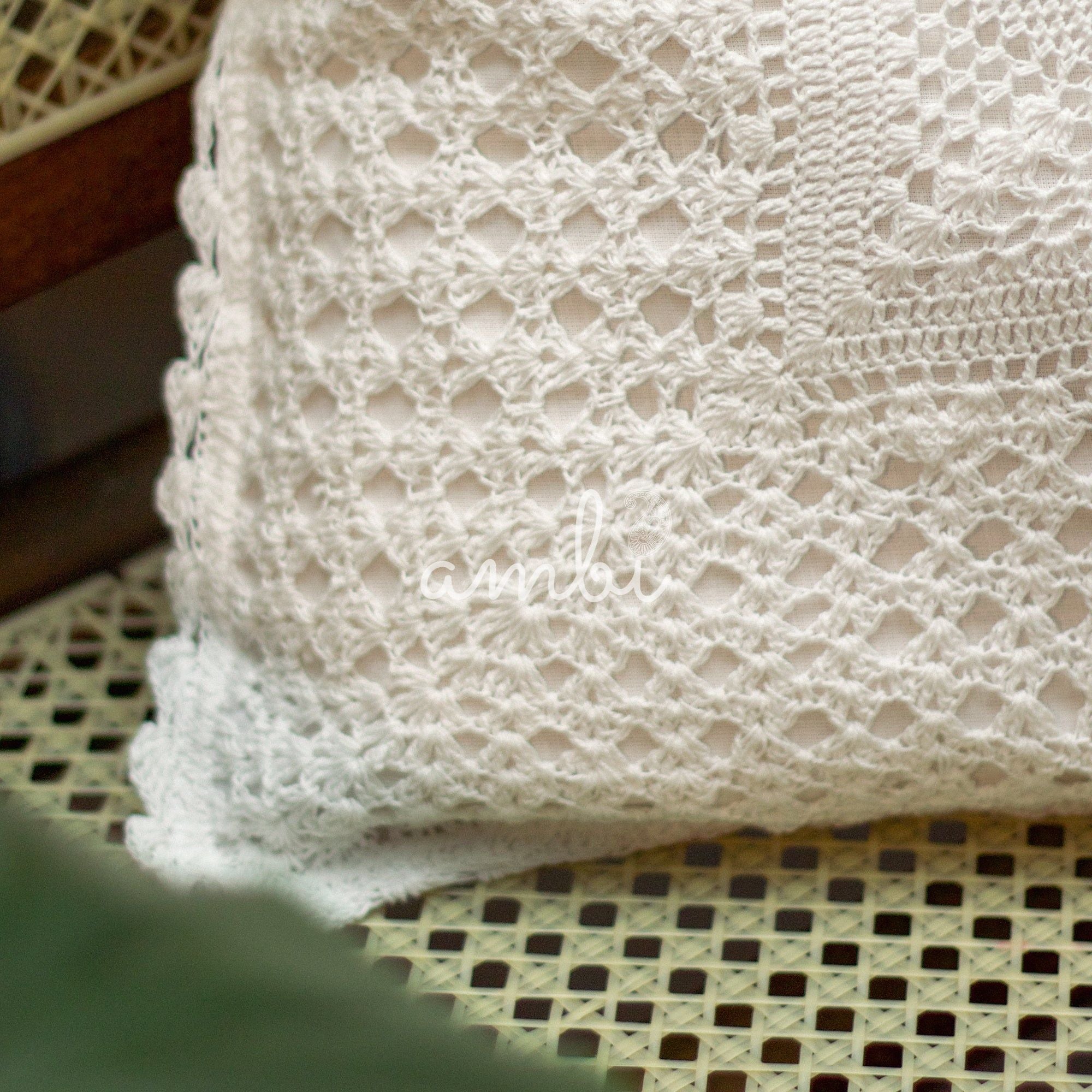 2026 Collection - Hand-Embroidered Swirl Pattern Crochet Cushion Cover - 16 X 16 inches - Set of 2