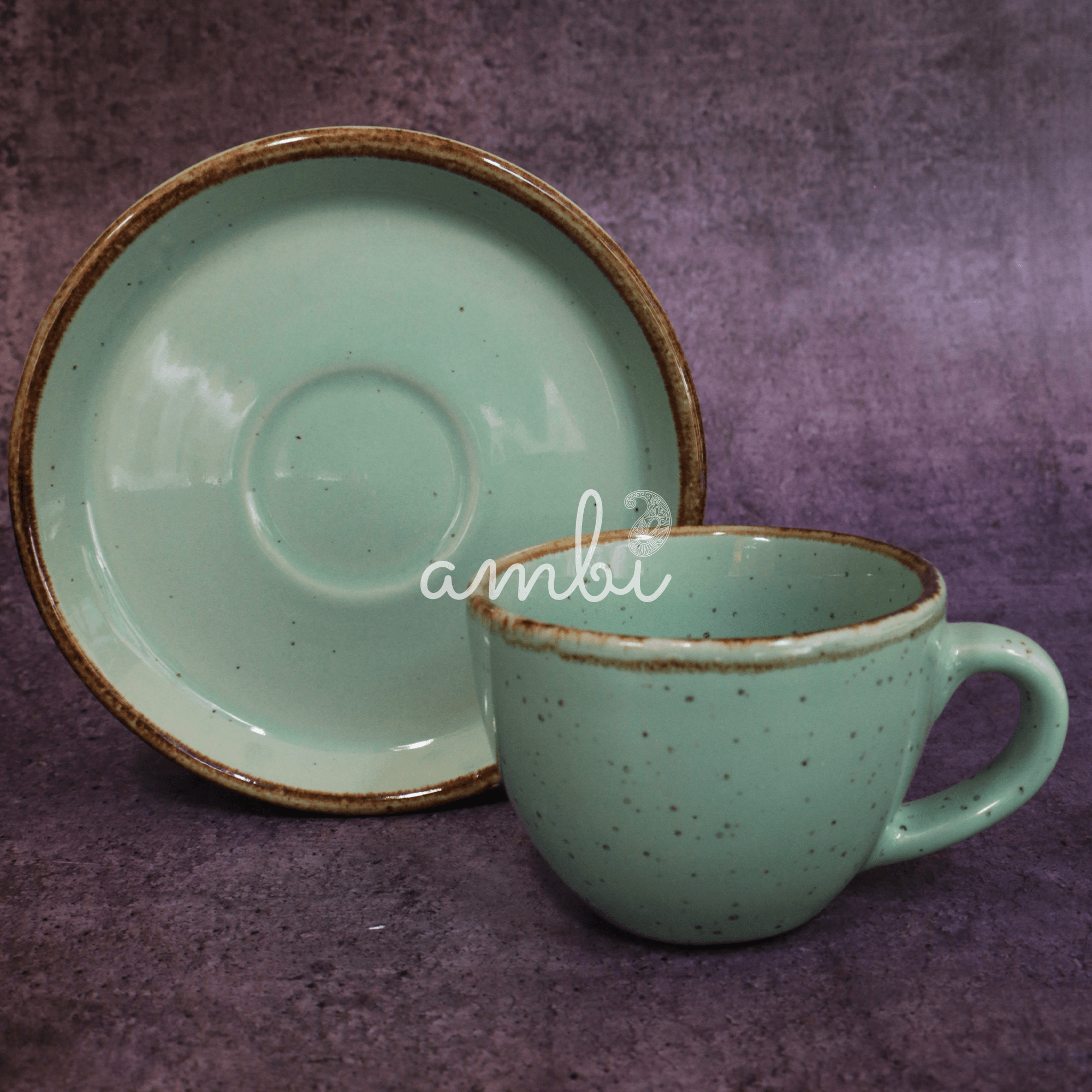 Handmade Porcelain Cup with Antique Finish Rim Set of 2 (150 ml each)