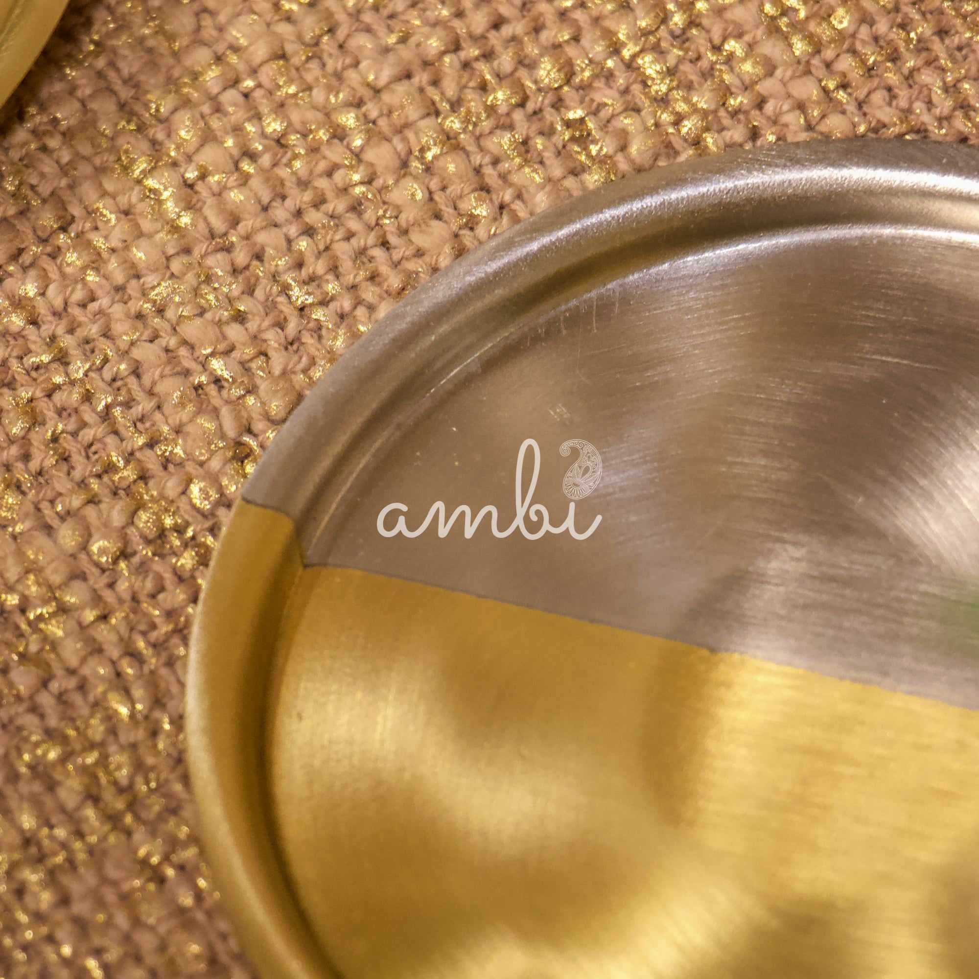 Handcrafted Dual Tone Pure Brass Coasters - Gold and Steel Matt