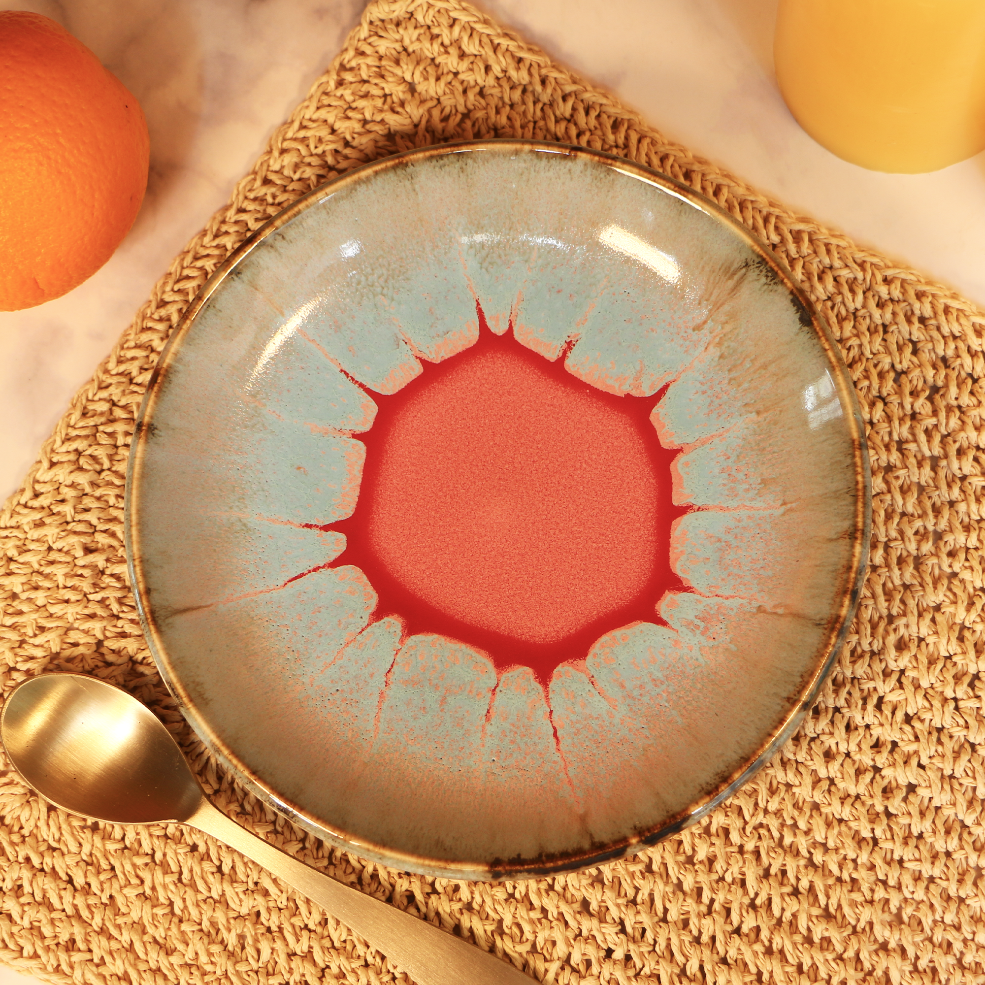 Handmade Art Red Dot Plate 8 inch