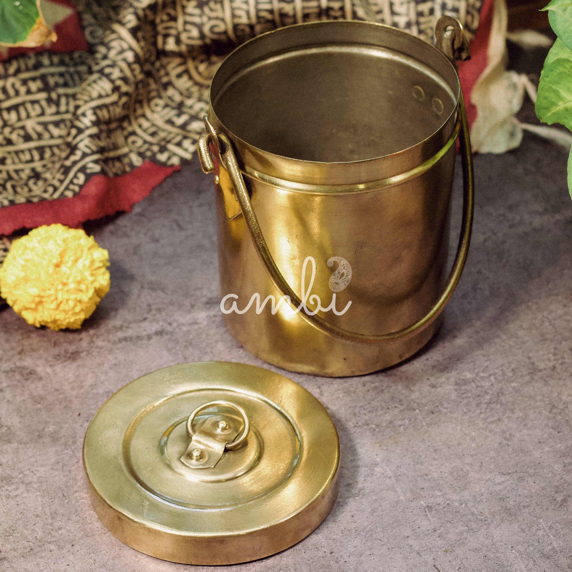 Vintage Brassware Storage Box (Bharni) - 6 inches height - 2 Litres