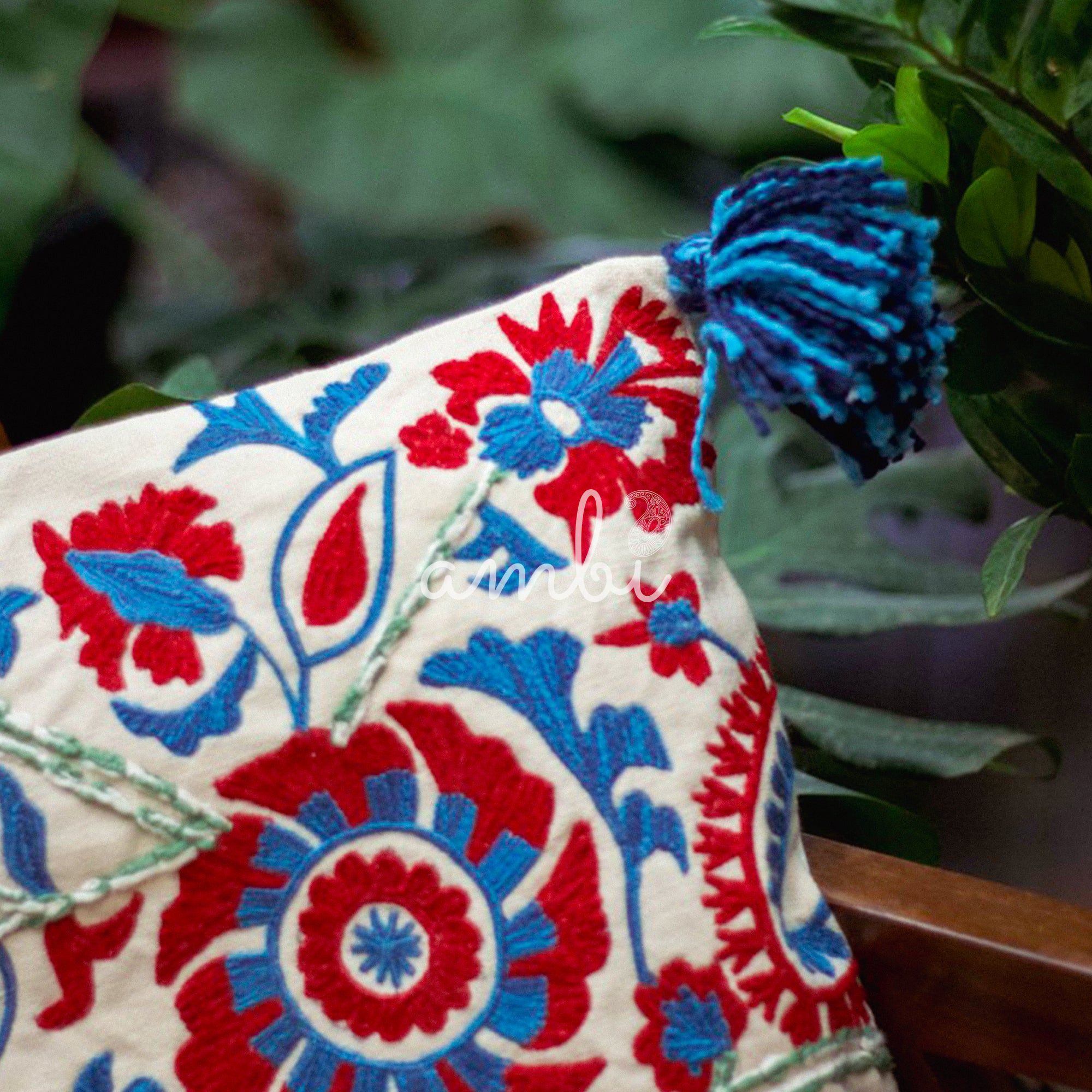 2026 Collection - Hand Embroidered Cushion Cover - Set of 2 - 16 X 16 inches