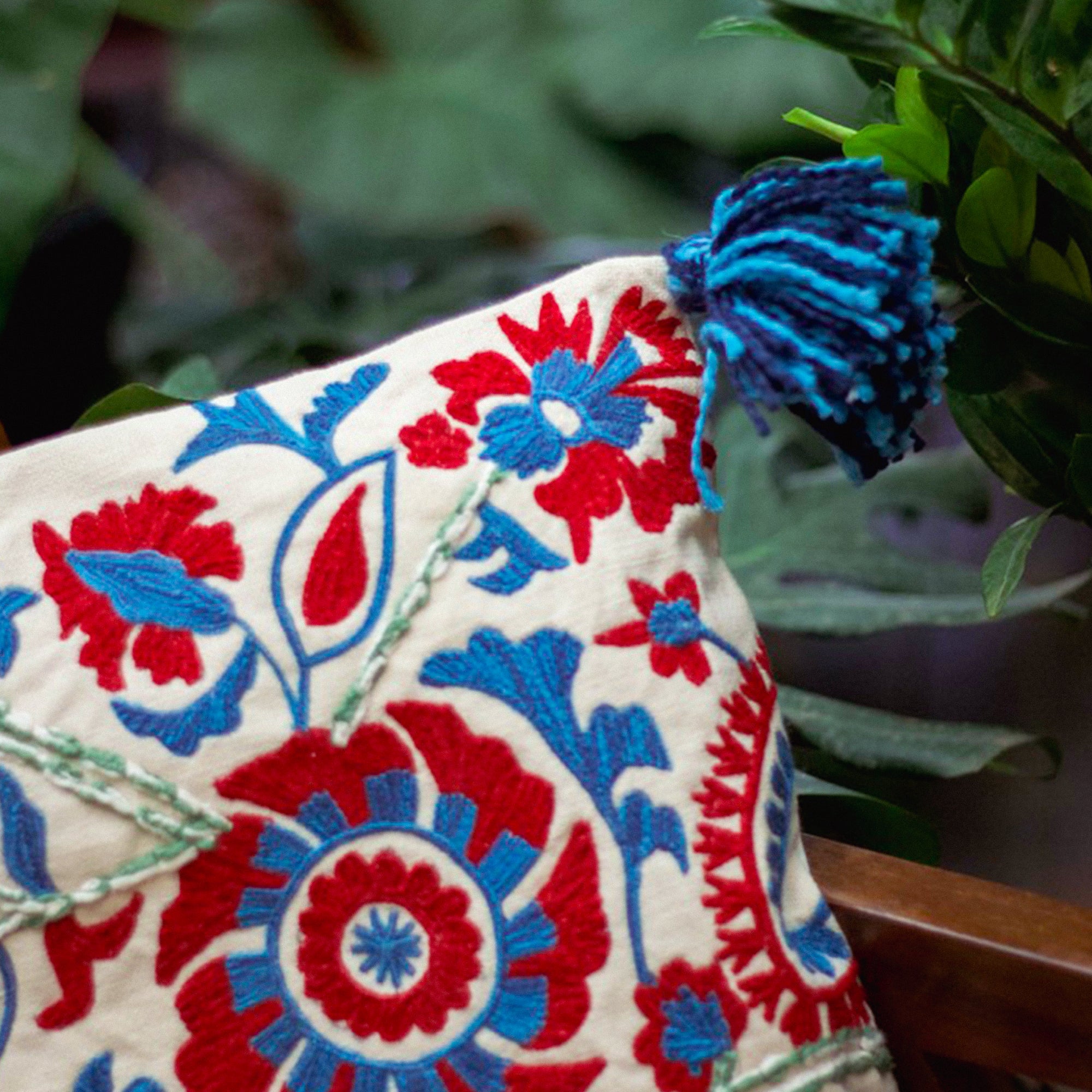 2026 Collection - Hand Embroidered Cushion Cover - Set of 2 - 16 X 16 inches