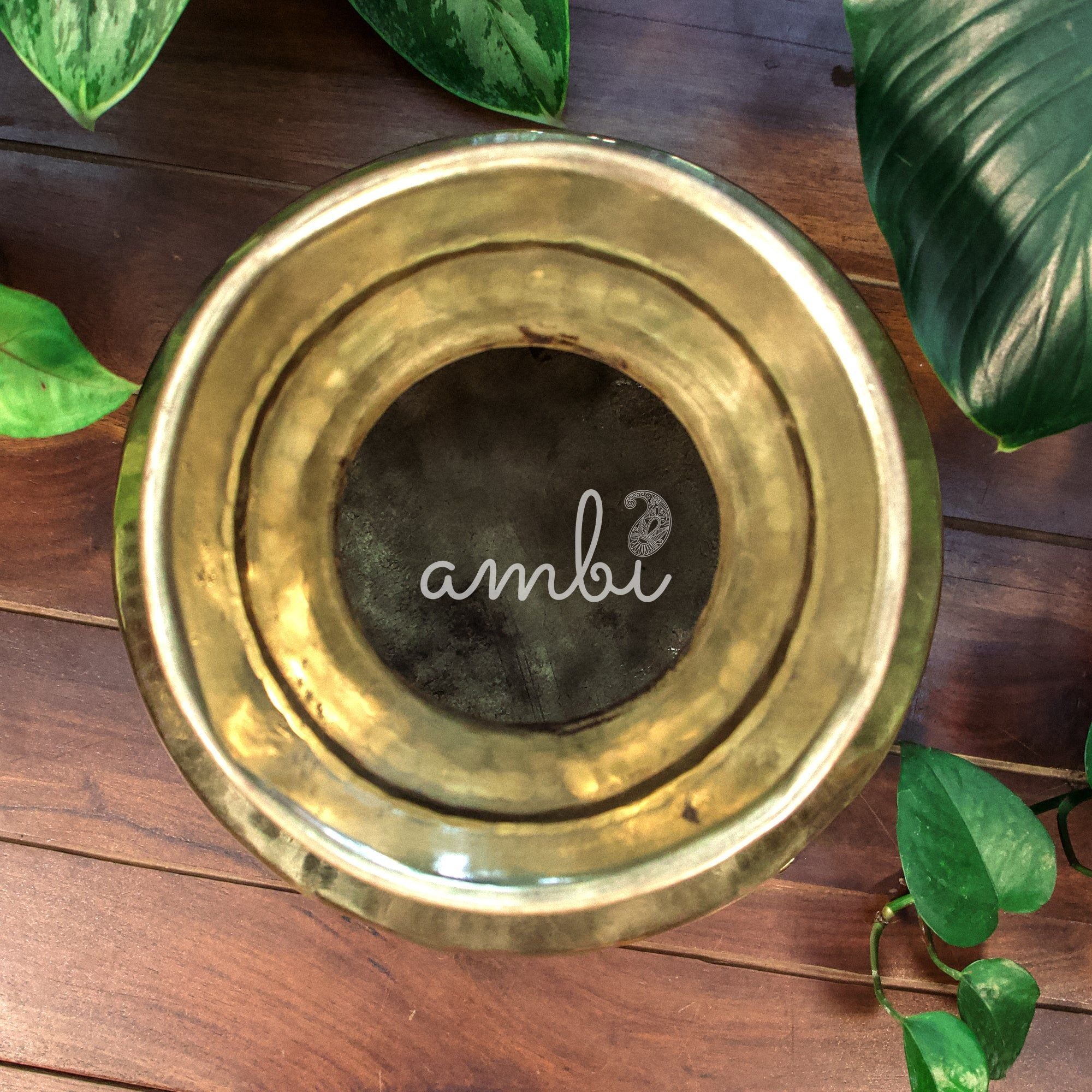 Vintage Brass Big Water Pot (Mataka) on Legs